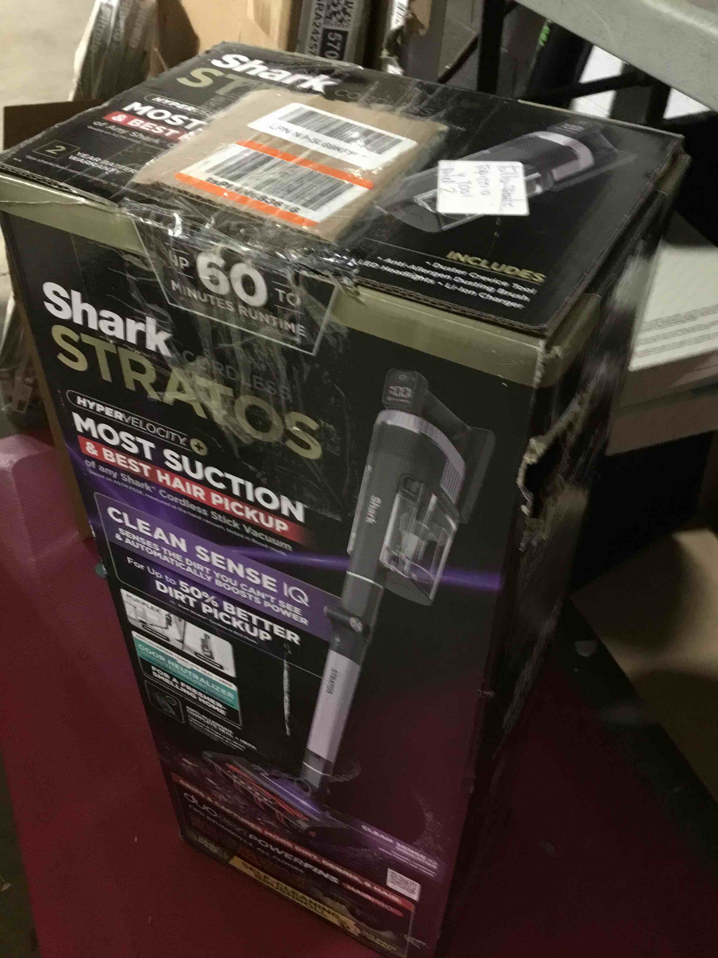 Condition photo showing As Is for (INCOMPLETE)Shark Stratos Cordless Vacuum with Clean Sense IQ and Odor Neutralizer, MultiFlex Wand, Includes Crevice Tool & Anti-Allergen Brush, Up To 60 Minute Runtime, Ash Purple, IZ862H Cordless Stratos