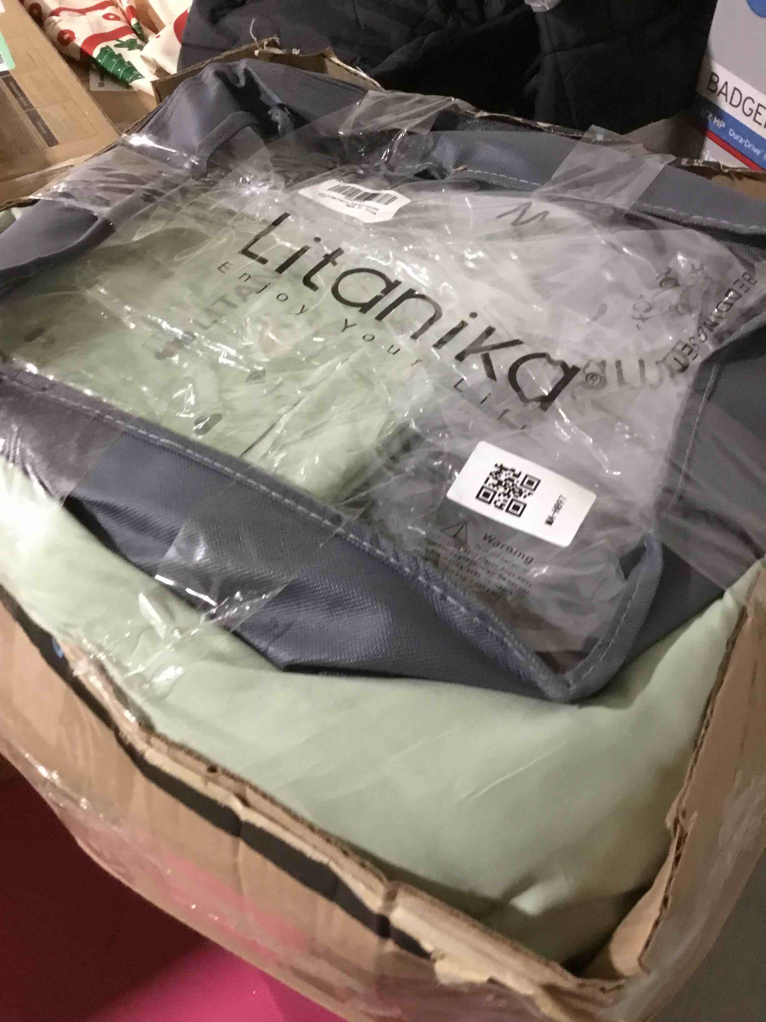 Condition photo showing As Is for Litanika Comforter Full Size Set Sage Green, 3 Pieces Lightweight Bed Set, Solid Bedding Comforters Sets, Soft All Season Down Alternative Quilt Blanket Sage Green Full