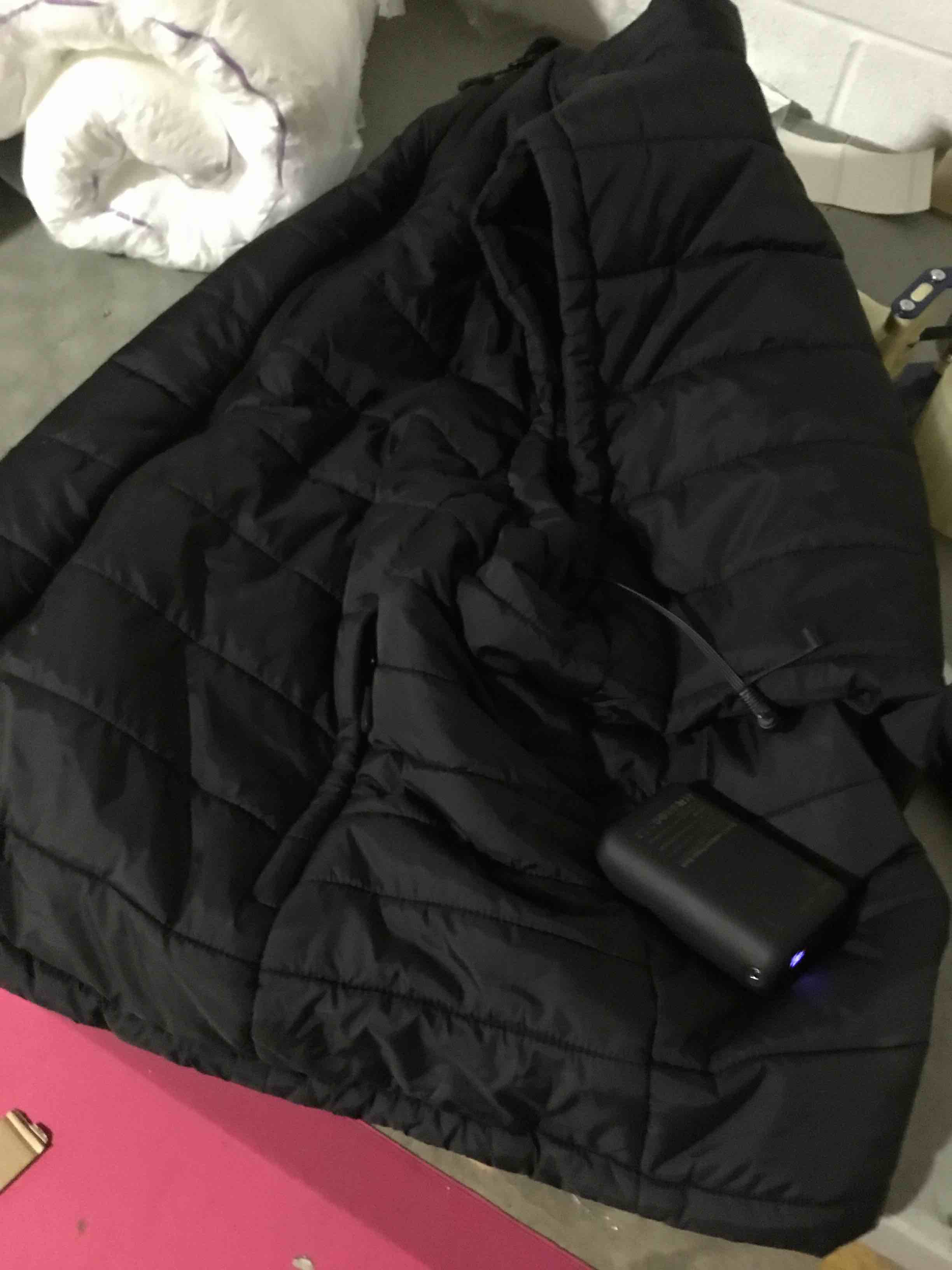 Condition photo showing As Is for (THE JACKET WILL NOT HEAT IT IS BROKEN) Heated Vest For Men, 10 Heating Zones UPGRADED Warm Rechargeable Heated Vest with Battery Pack Included Unisex Large Black