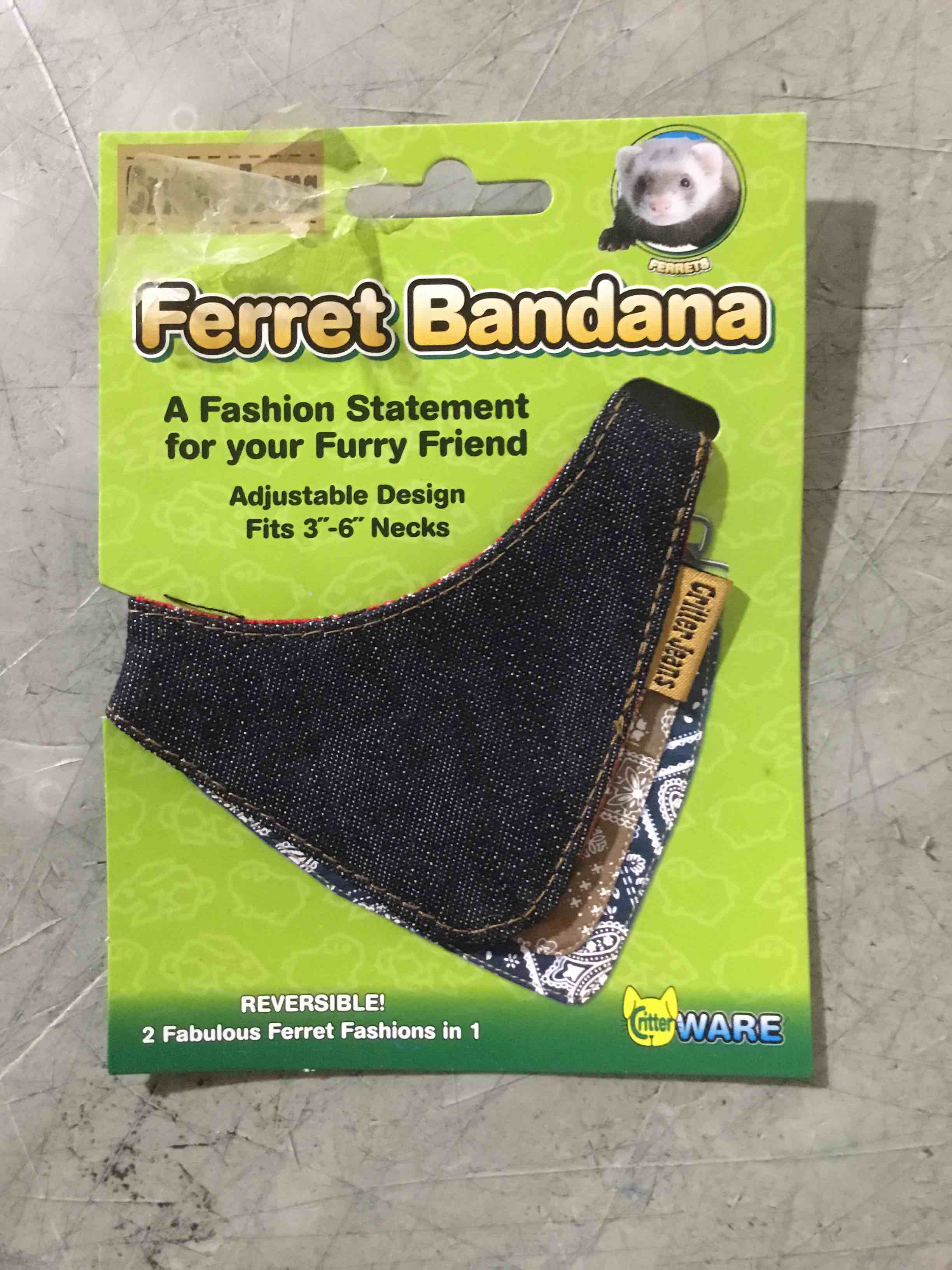Condition photo showing Good Condition for Ware 2 In 1 Reversible Ferret Bandana With Denim Velcro & Clip Adjustable 3 To 6 ( 1pc)