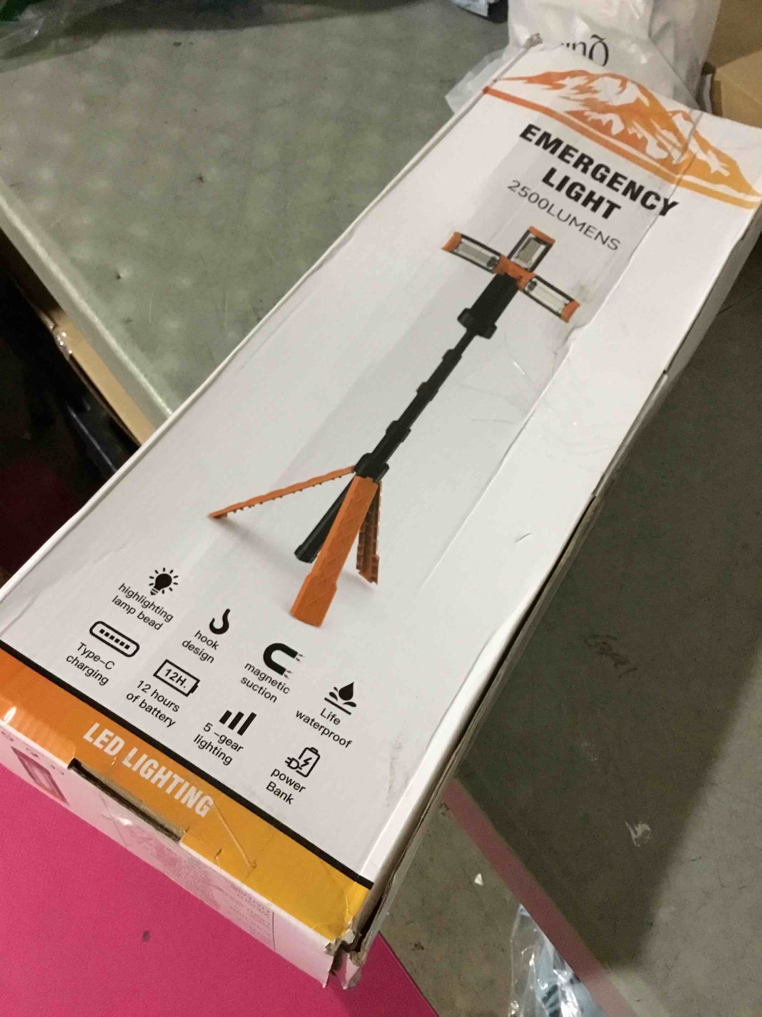 Condition photo showing Good Condition for Rechargeable Camping Light with Stand, Aluminum 73" Portable Rechargeable LED Wirk Lights with 5 Lighting Modes - Telescopic Light with Tripod Work Lighting for Emergency, Power Outages, Hiking