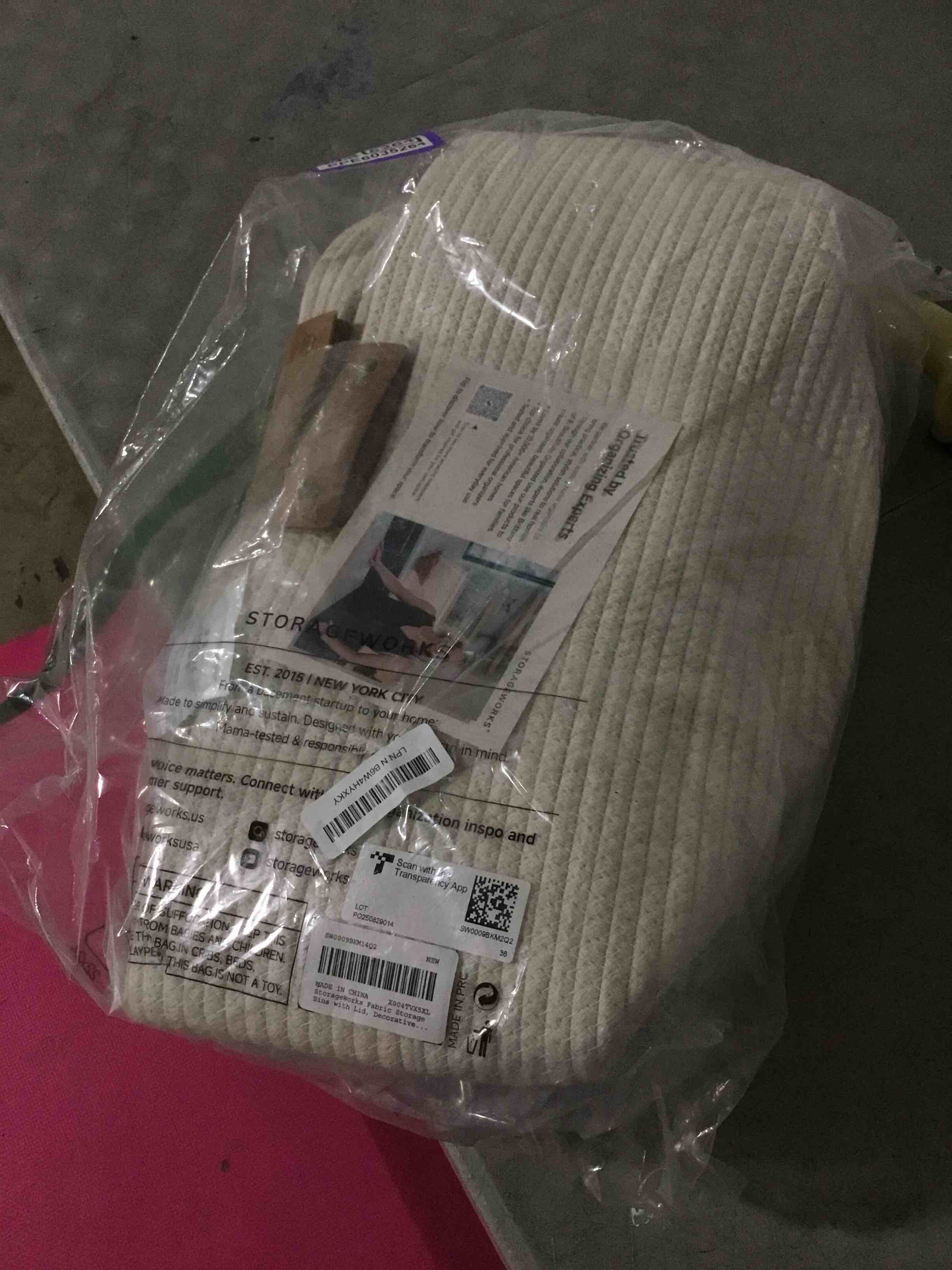 Condition photo showing Good Condition for (SIMILAR) PACK OF 2 Stylish Cotton Rope Storage Basket For Dog Toys, Magazines or Books - The Perfect Woven Bin with Handles For Everyday Organization Reduces Clutter in Your Rooms - A Decorative Gift & Storage Box