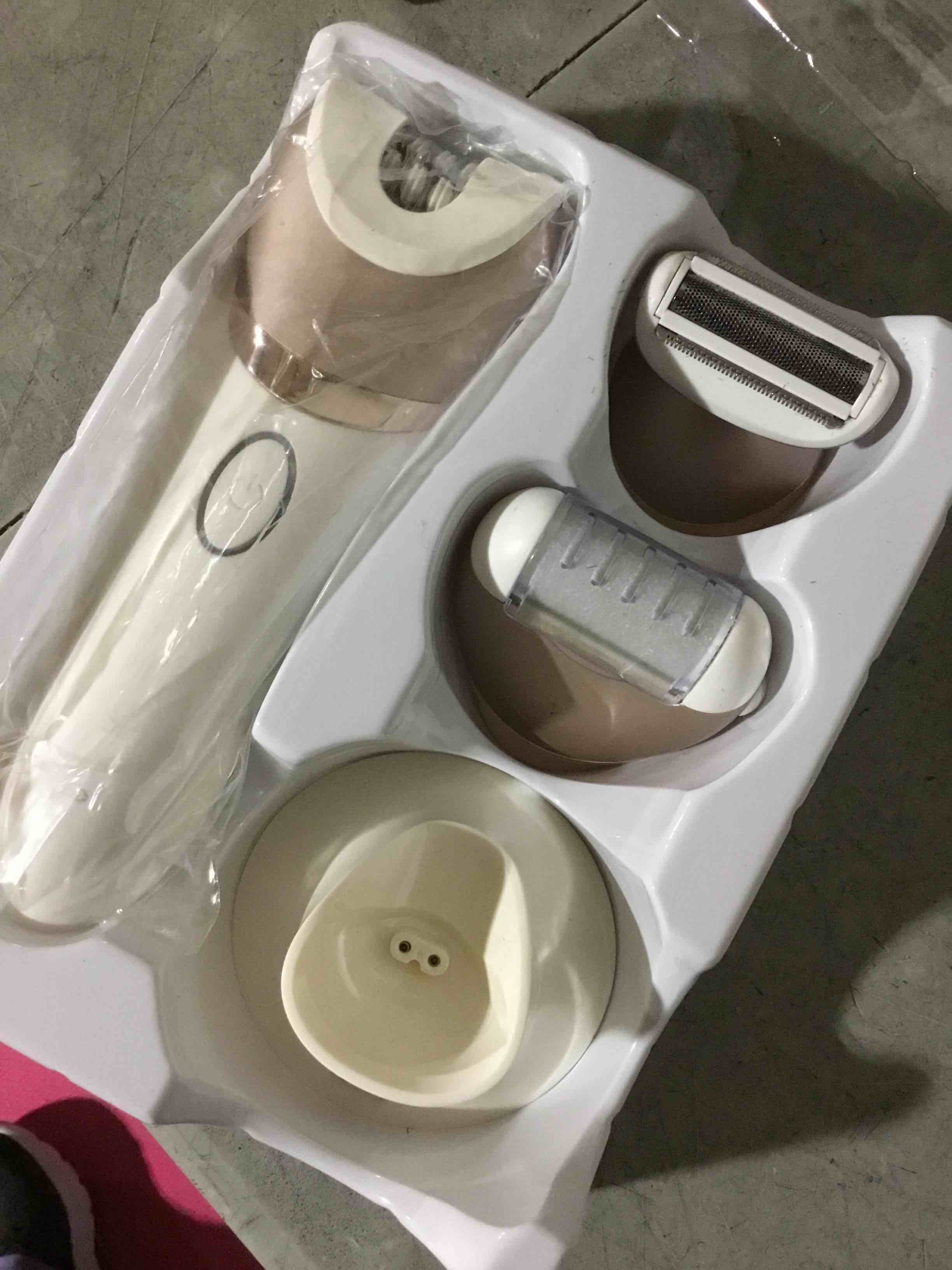 Condition photo showing As Is for (USED) VOYOR Epilator for Women, 3 in 1 Epilator Hair Removal for Women, Epilators Hair Remover for Leg Arm with 30 Tweezers, Rechargeable & Cordless Electric Lady Shaver & Trimmer BM300 (Champagne Gold)