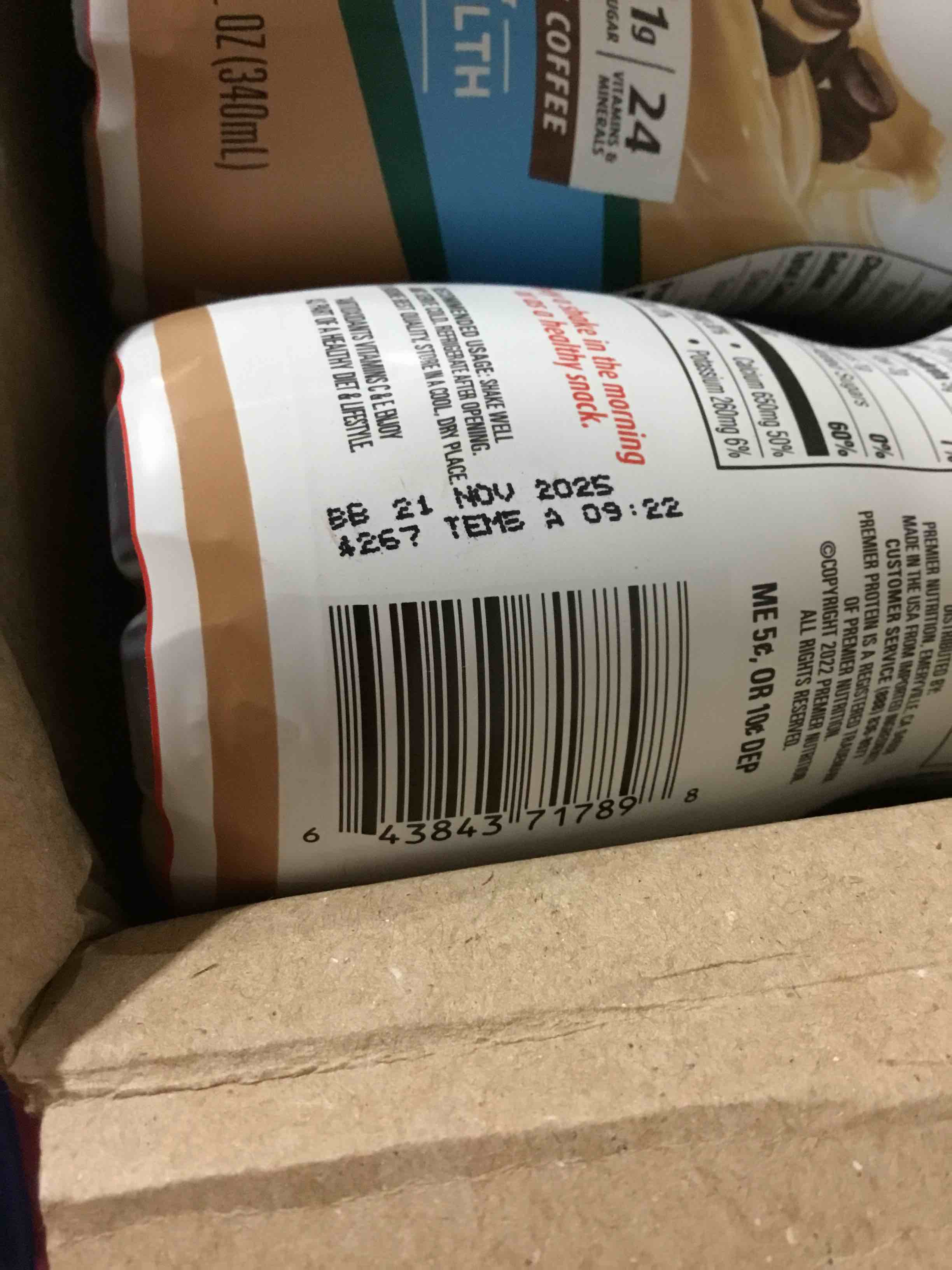 Condition photo showing Good Condition for (BB 21 NOV 2025) pack of 12 Premier Protein Shake, Café Latte, 30g Protein, 1g Sugar, 24 Vitamins & Minerals, Nutrients to Support Immune Health, 11.5 fl oz