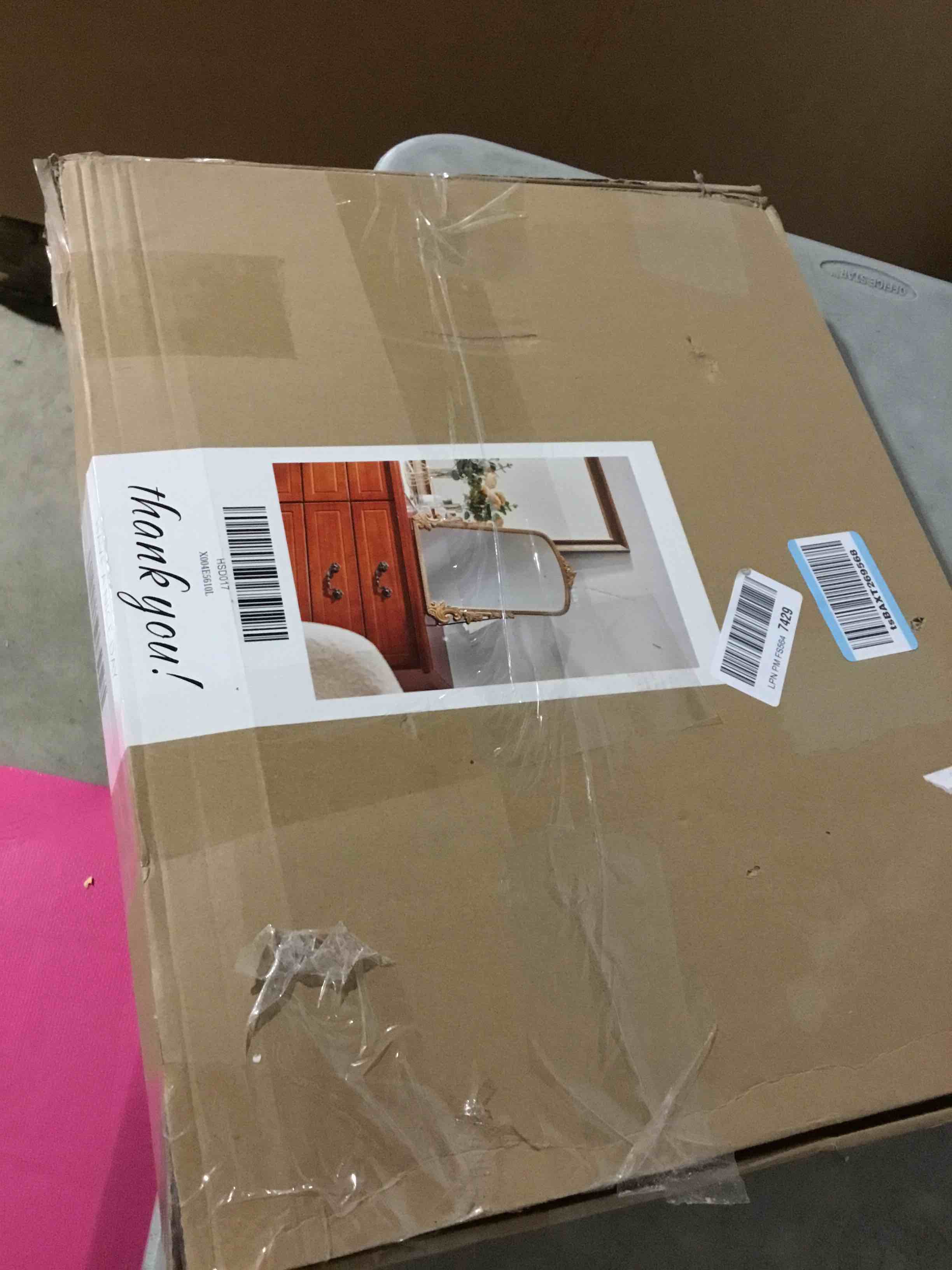 Condition photo showing New/Like New for Large Vintage Gold Table Mirror – 16" x 20" Antique Arched Design with Wooden Frame, Oversized Vanity Mirror for Bedroom, Living Room, Makeup Table