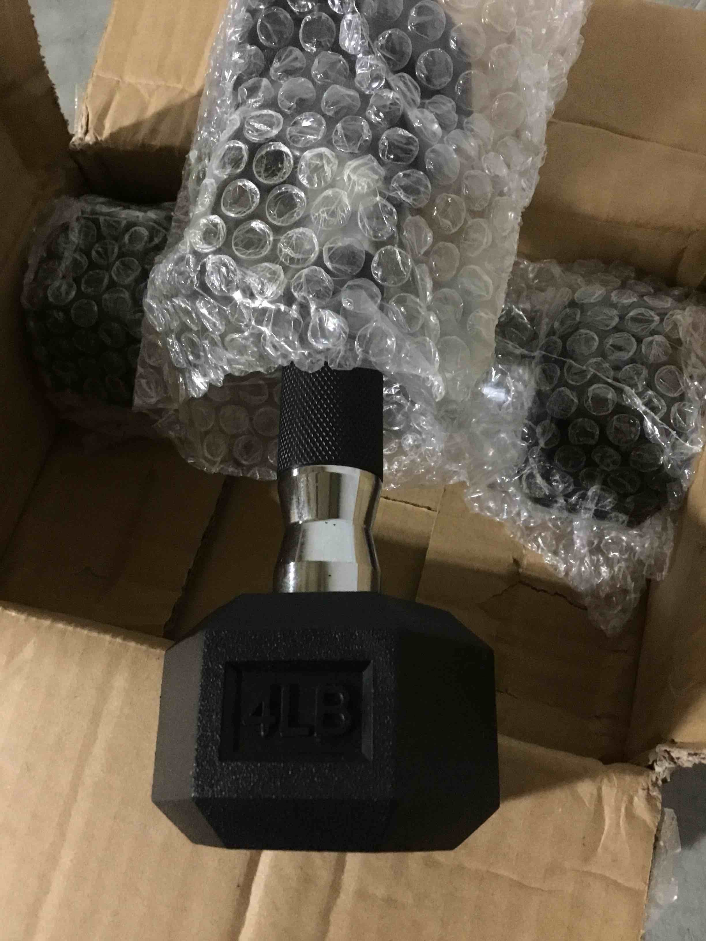 Condition photo showing New/Like New for HANDBODE Hex Rubber Dumbbells, Non-Slip Handle Design for Secure & Comfortable Grip, Hand Weights 4lbs