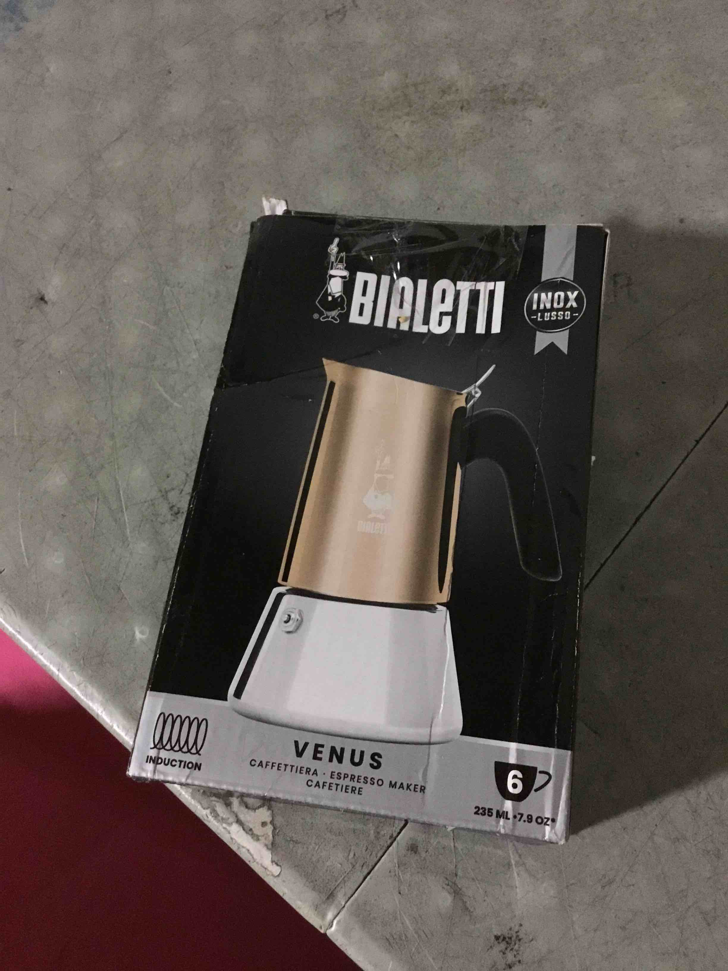 Condition photo showing Good Condition for Bialetti - New Venus Induction, Stainless Steel Stovetop Espresso Coffee Maker, Suitable for all Types of Hobs, 6 Cups (7.9 Oz), Copper,Silver 6 Cups Copper Silver