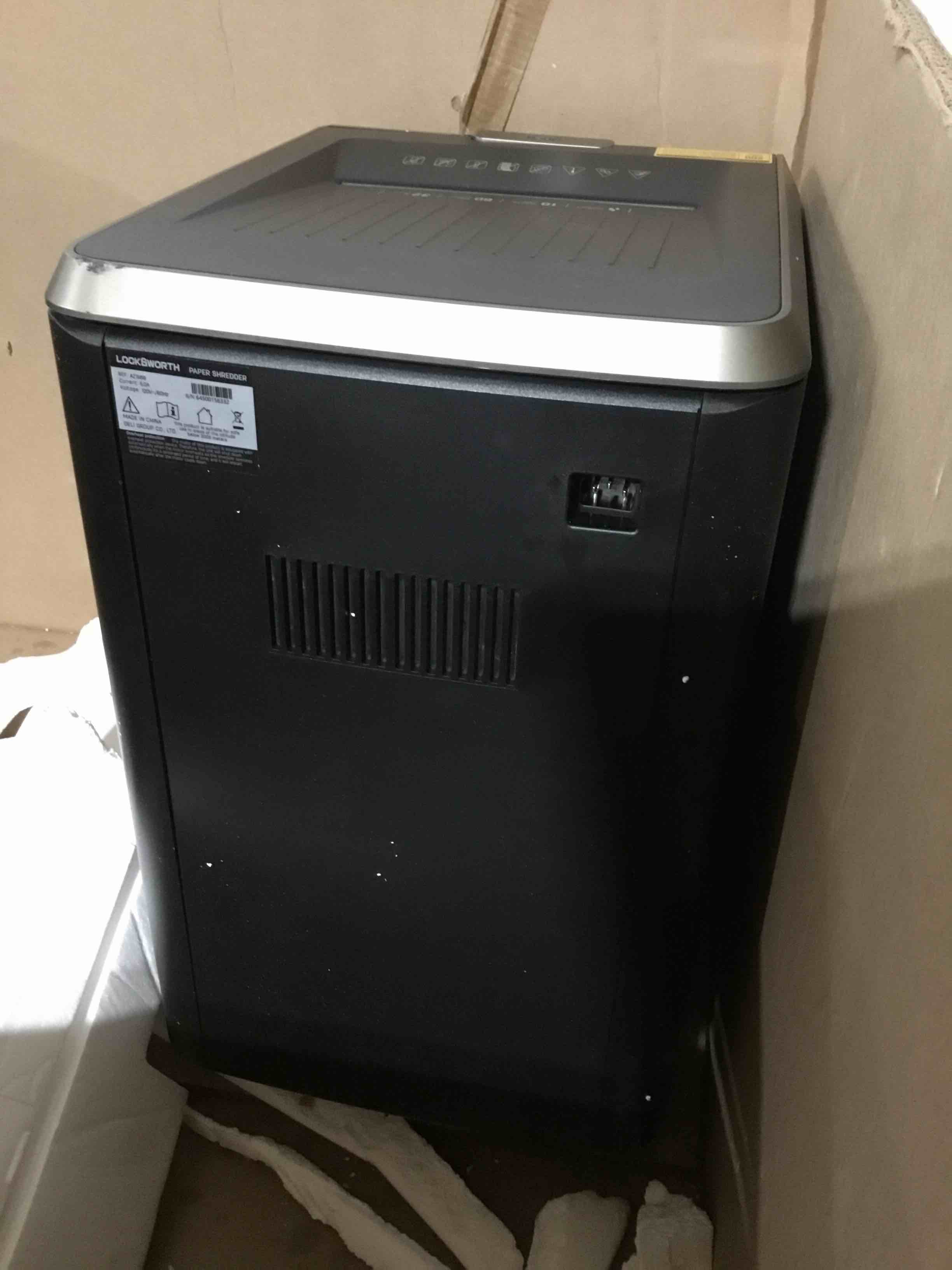 Condition photo showing As Is for Locksworth-200-sheet Micro-Cut Paper Shredder, P-5 High Security Shredders for Home Office Heavy Duty, Document Shredder, Home Office Heavy Duty Shredder, 8.5 Gallon Capacity