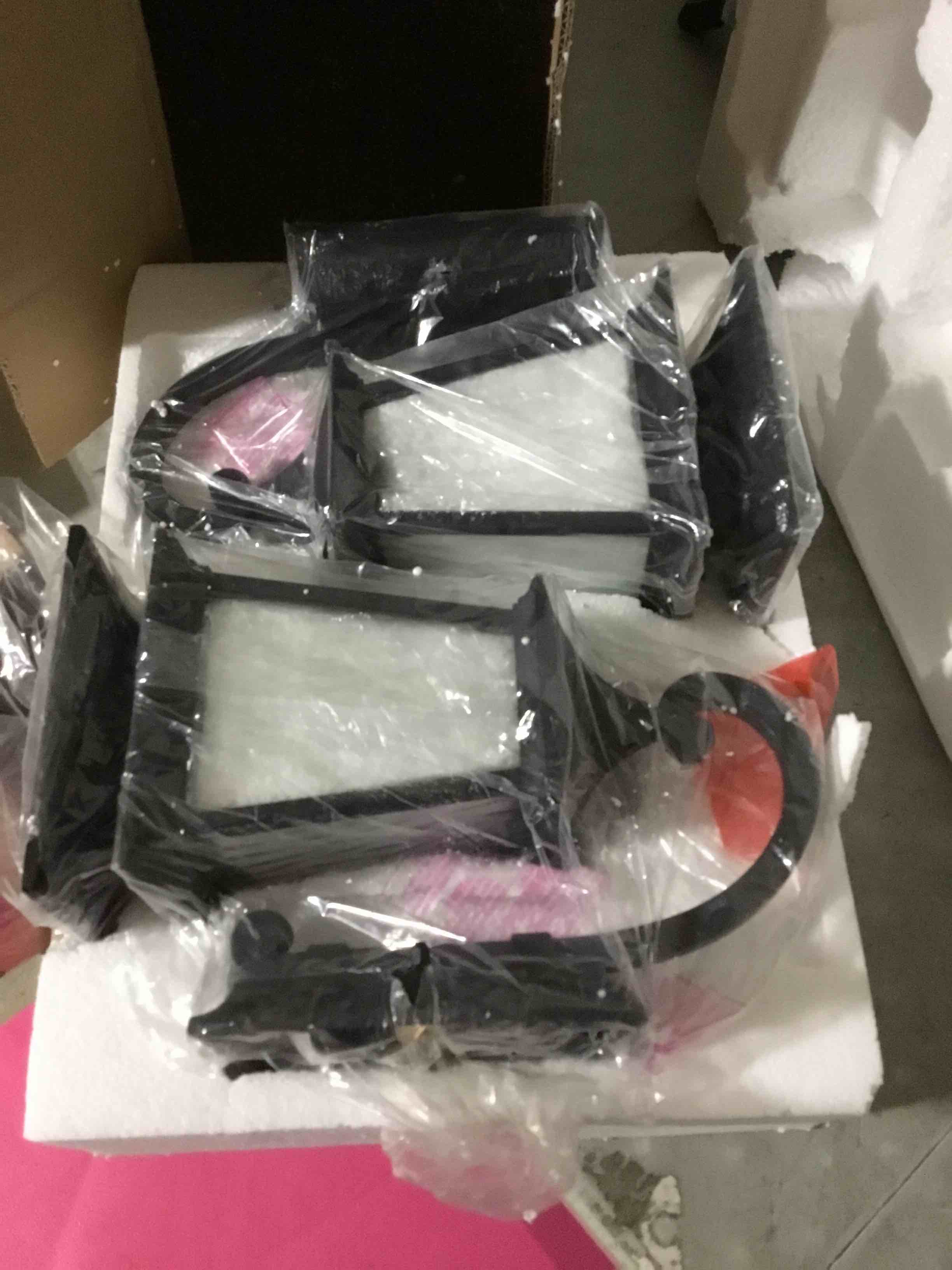 Condition photo showing Good Condition for Emliviar 12 Inch Farmhouse Outdoor Wall Sconce,2 Light Exterior Wall Lighting in Black Finish Frame, Water Ripple Glass Shade, XE292UB-M SW BK