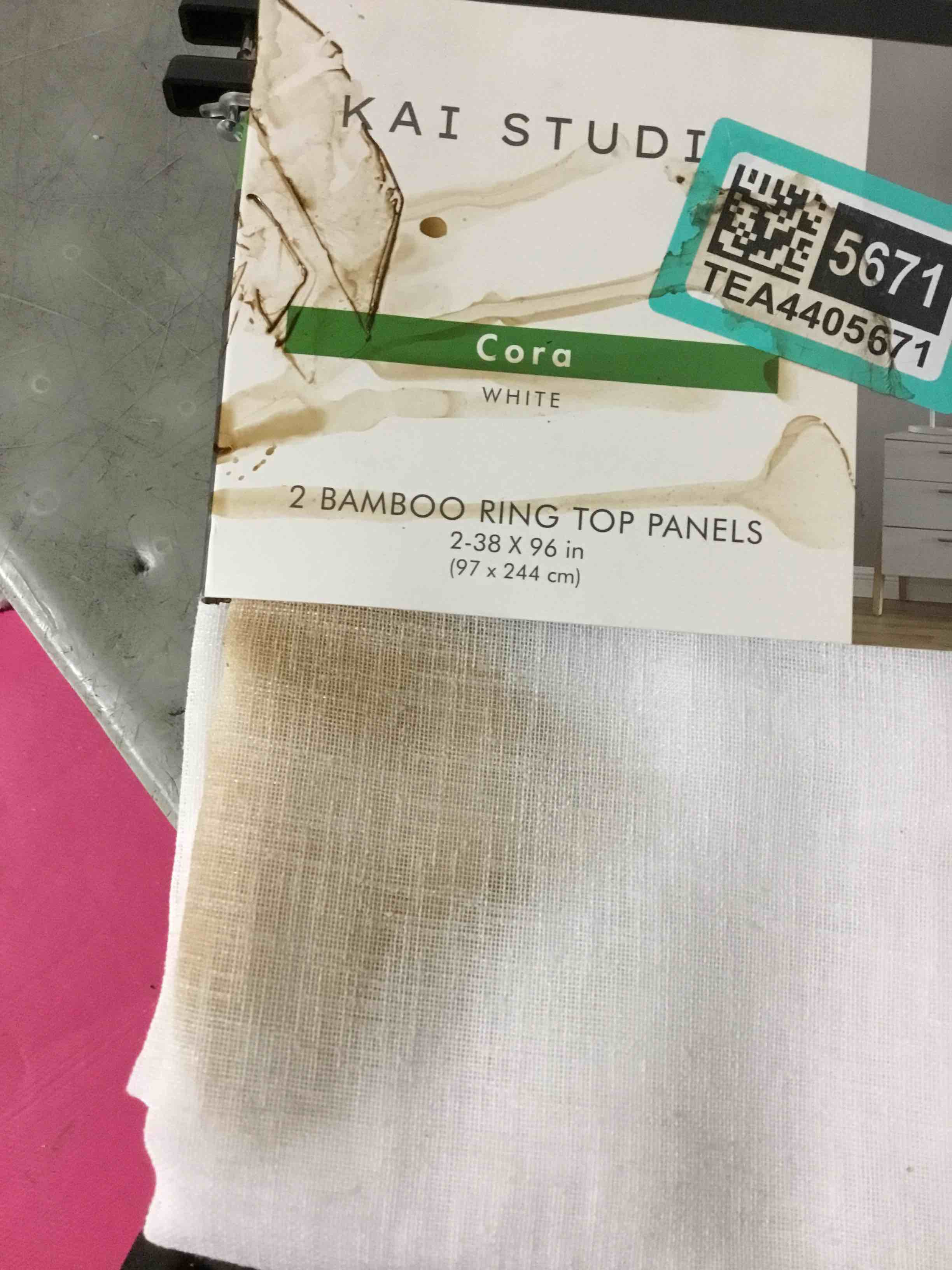 Condition photo showing As Is for (Dirty) Kai Studio 2 Bamboo Ring Top Panels Courtain 97x244 cm 