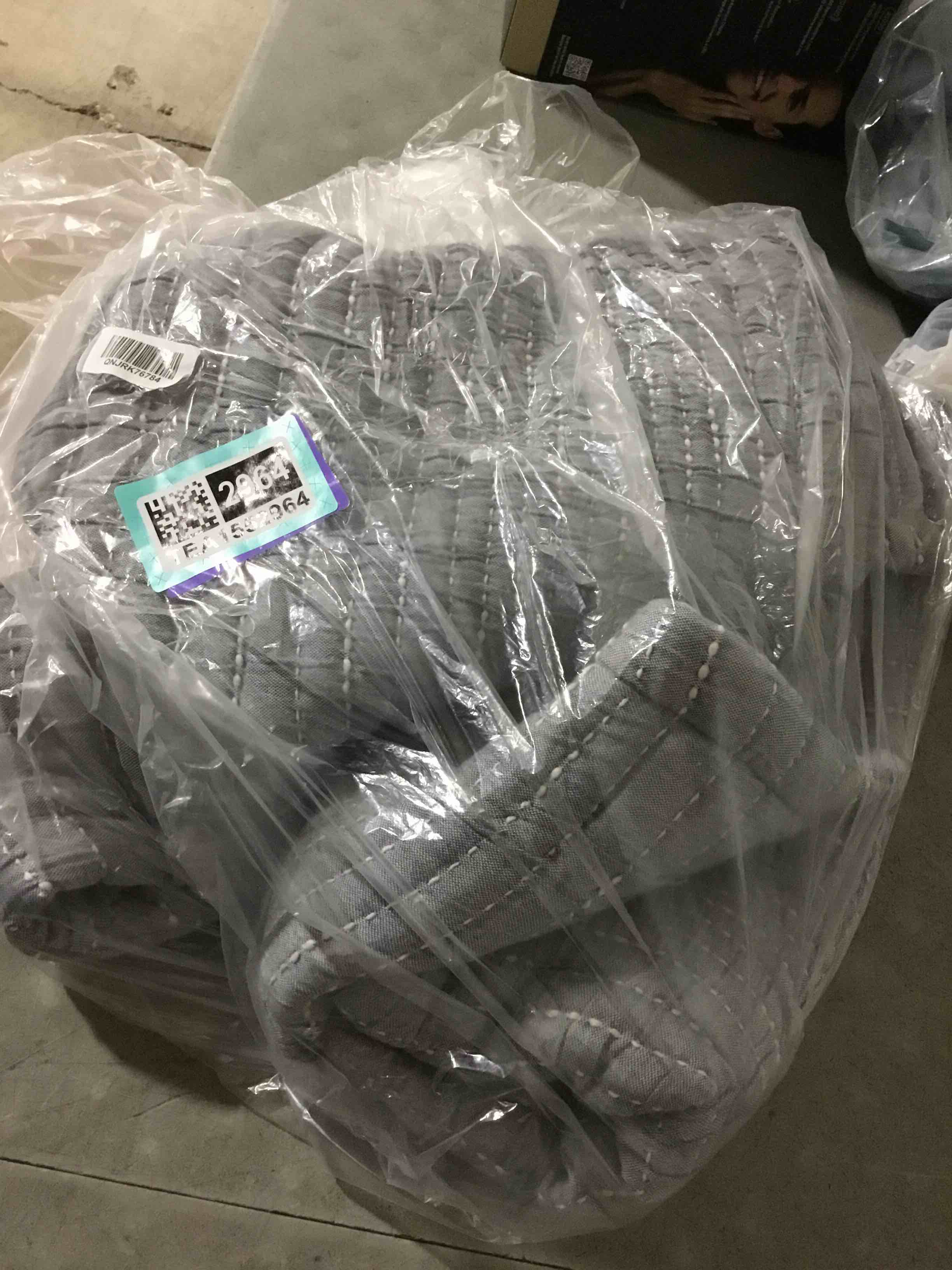 Condition photo showing As Is for (ONLY PILLOW CASE) DNU | Organic Cotton Channel Stitch Coverlet Set, Green, Full/Queen