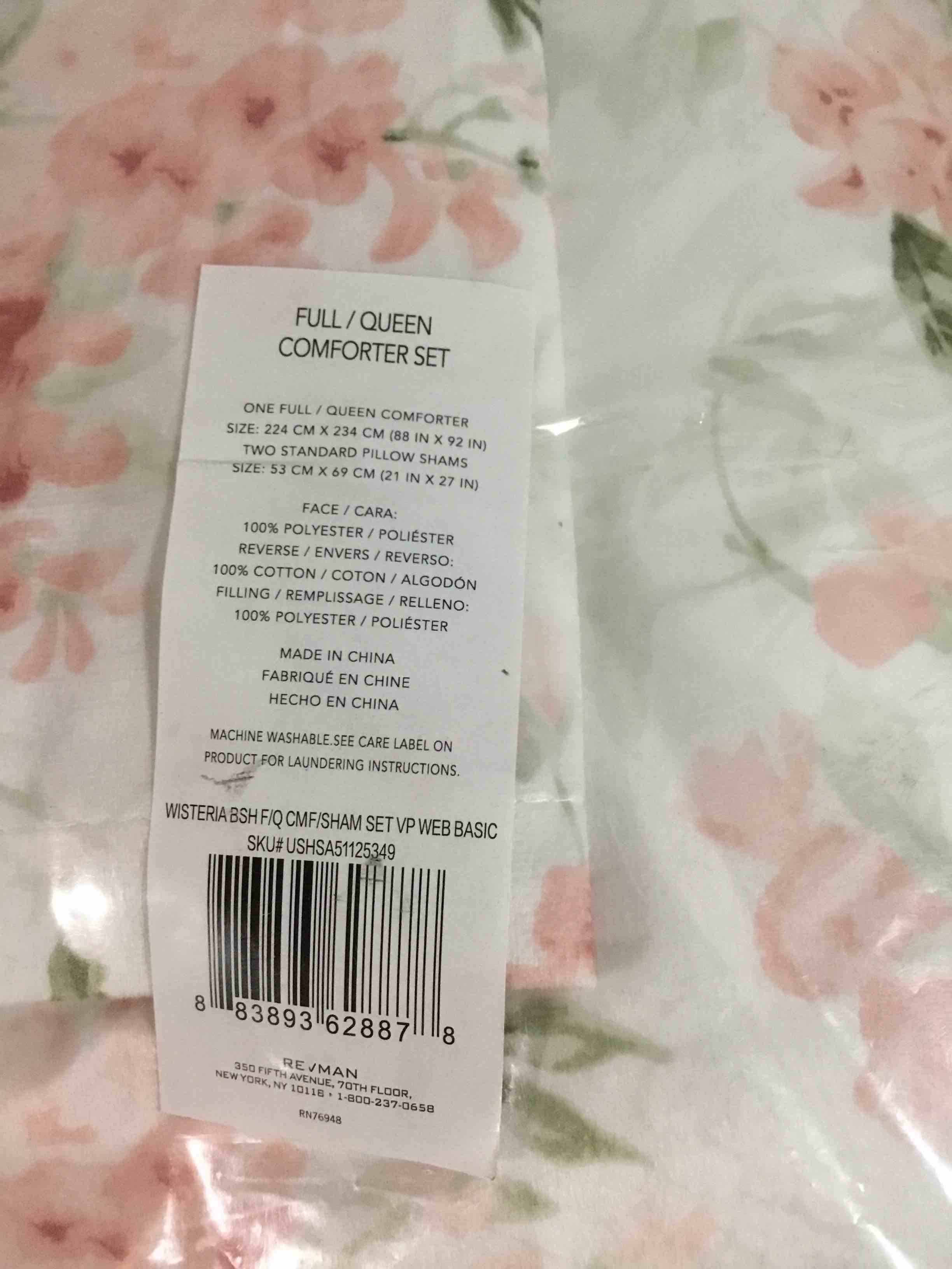 Condition photo showing As Is for laura ashley - queen comforter set, soft bedding with matching shams, includes bonus breakfast pillow & square pillow cover, floral printed (gosford pink, queen) gosford pink king