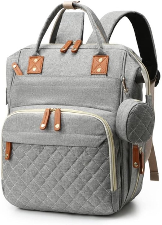 Lmbabter Diaper Bag Backpack, Travel Baby Bags with USB Charging, Waterproof Diaper Pouch with Insulated Pocket (Light gray)
