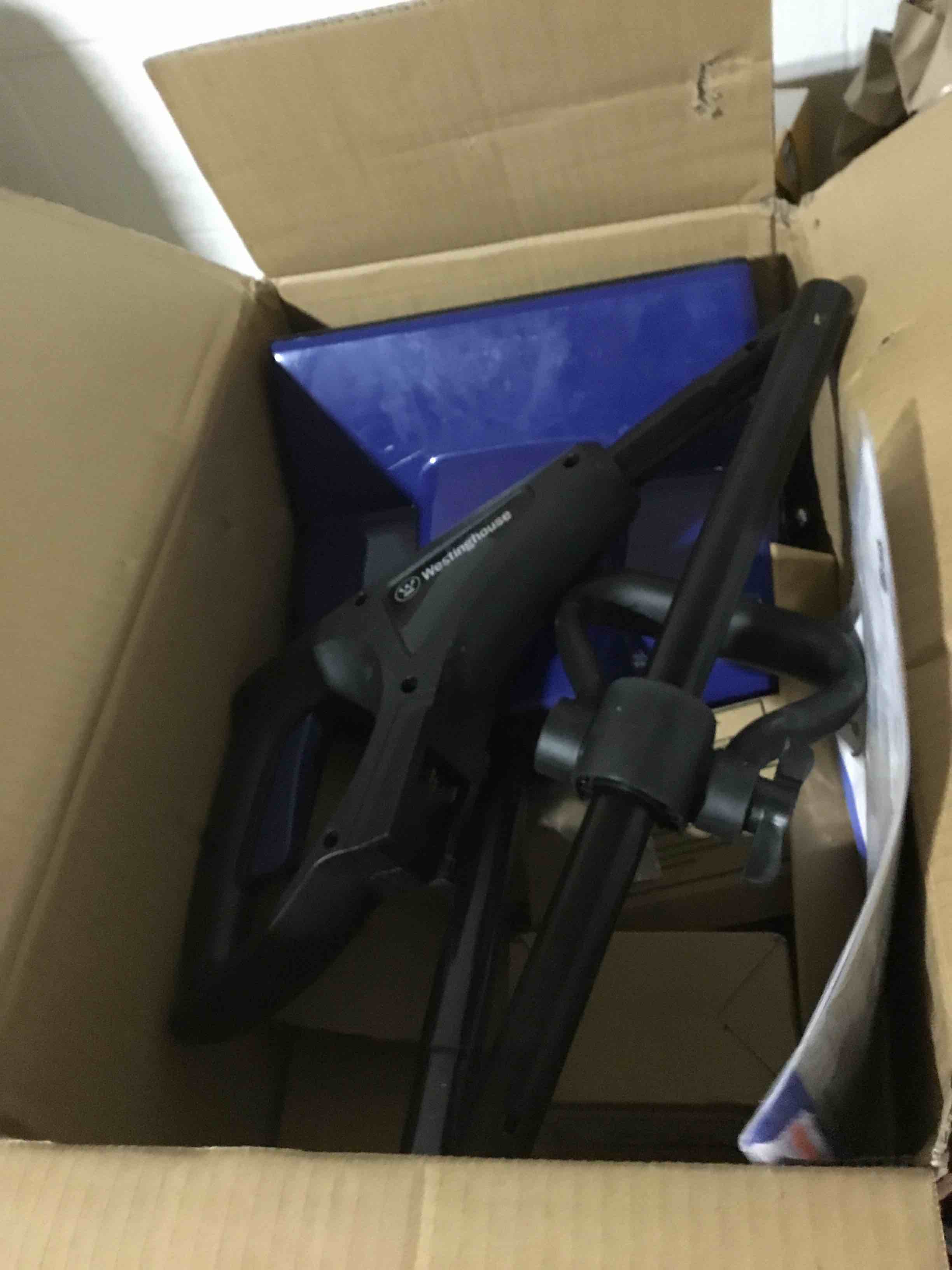 Condition photo showing As Is for westinghouse wsnow11s 24v cordless snow shovel 11 inch kit, 24v 4ah battery, fast charger, electric snow shovel with 20ft throwing distance, plows 75lbs/min, compatible with snow joe batteries