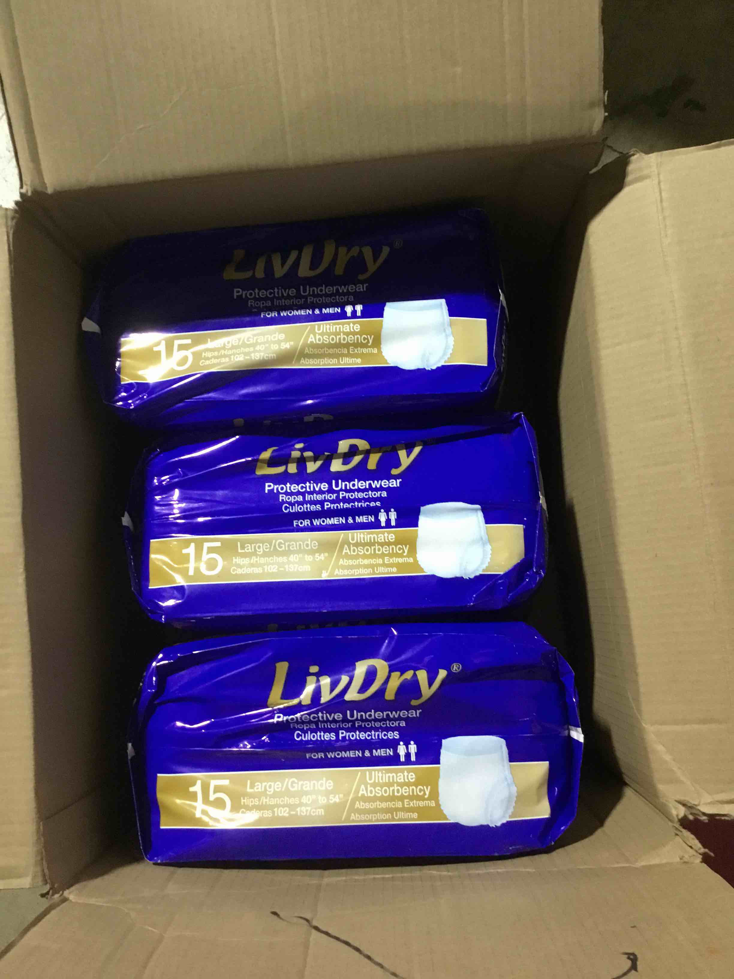 Condition photo showing New/Like New for livdry large ultimate adult pull ups for women and men, incontinence underwear, high absorbency, l, 3 pack