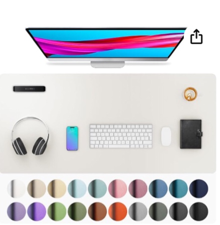 aothia leather desk pad protector, mouse pad, office desk mat, non-slip pu leather desk blotter, laptop desk pad, waterproof desk writing pad for office and home (36" x 17", off-white)