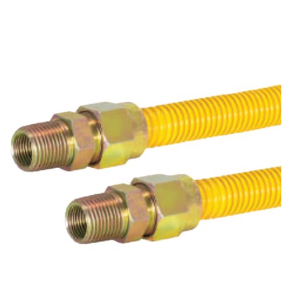 1/2" ID (5/8" OD) Gas Connector w/ 1/2" MIP x 1/2" MIP Fittings (48" Length)