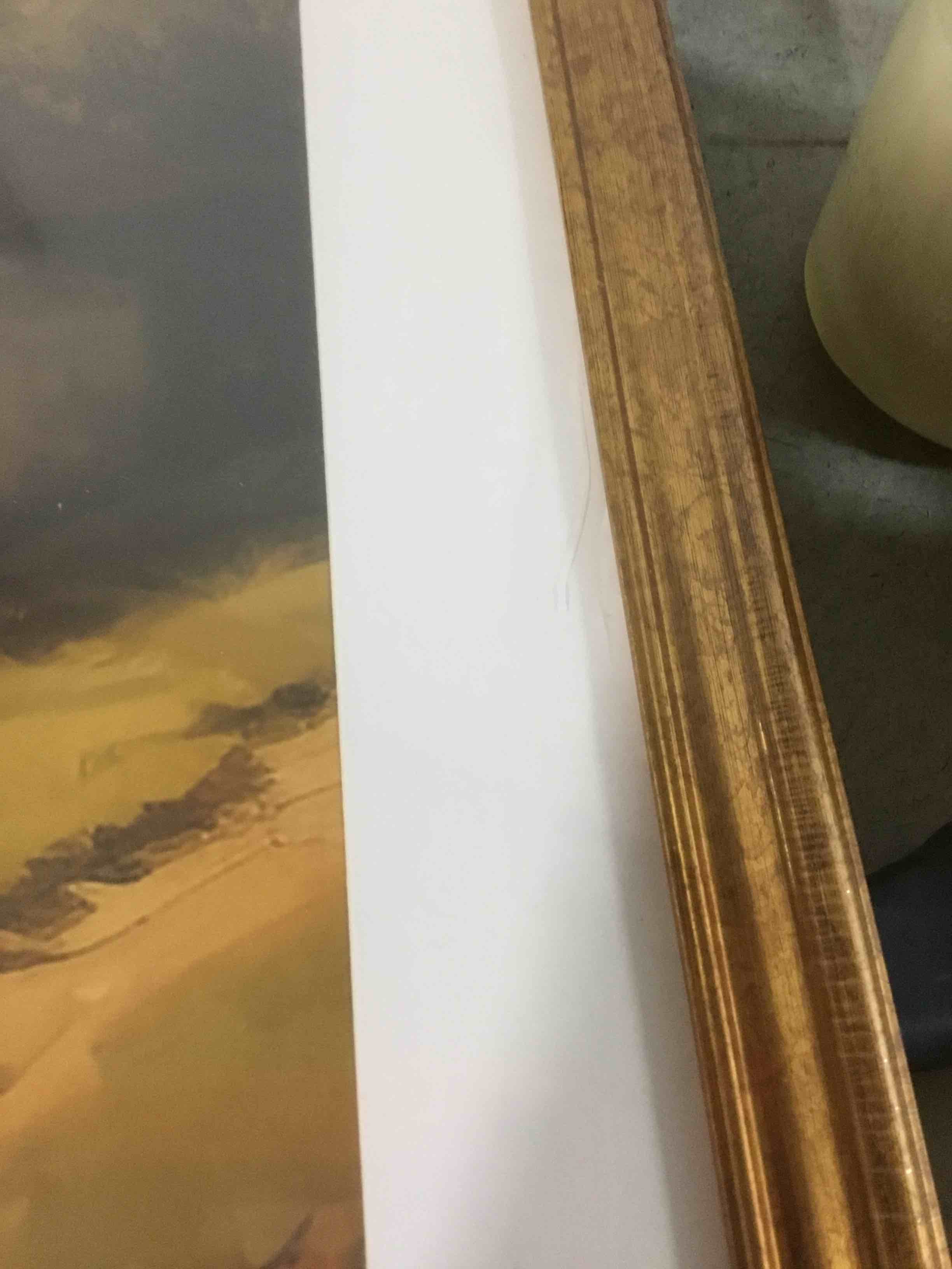 Condition photo showing As Is for similar 11x14 picture frame, natural solid walnut wood photo frame with hd tempered glass, rounded corner wooden frame 11 x 14 matted to 8x10, horizontal or vertical wall mounting