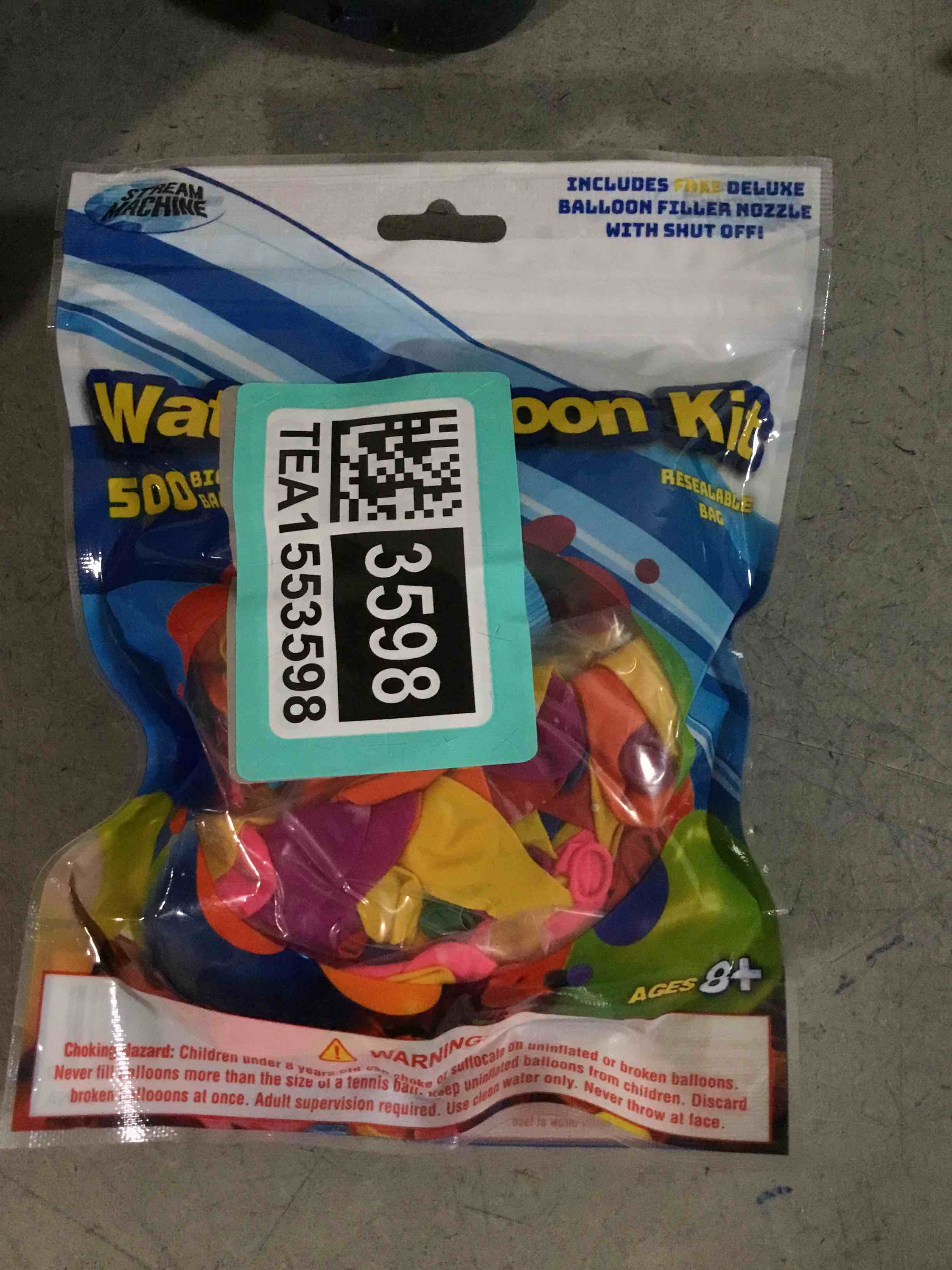 Condition photo showing New/Like New for water sports water balloons refill kit 500 ct- biodegradable water balloons with water balloon hose adapter for quick fill, assorted, one size 1 pack 