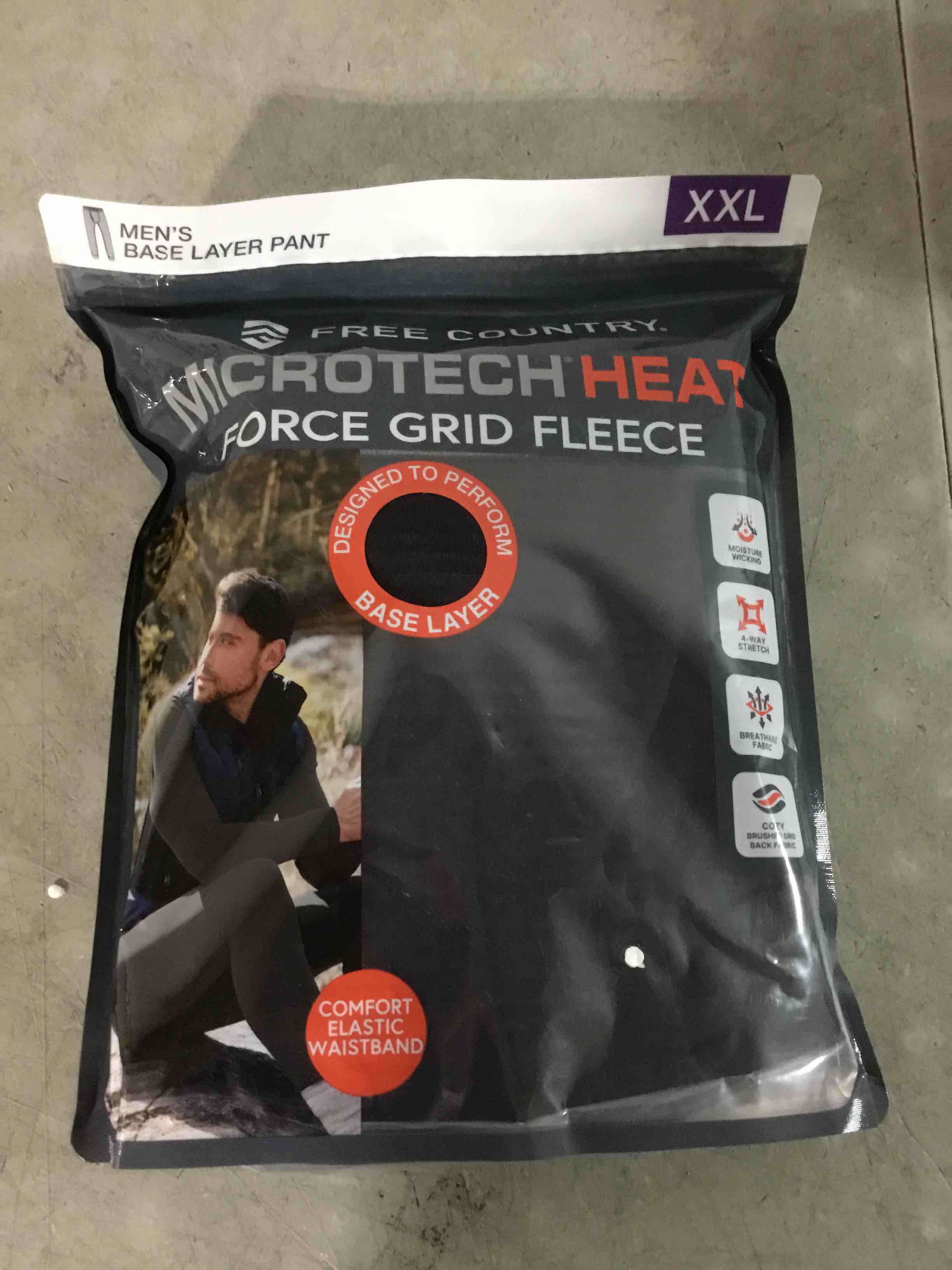 Condition photo showing New/Like New for size xxl)) free country microtech men’s pant base heat layer quick dry  black