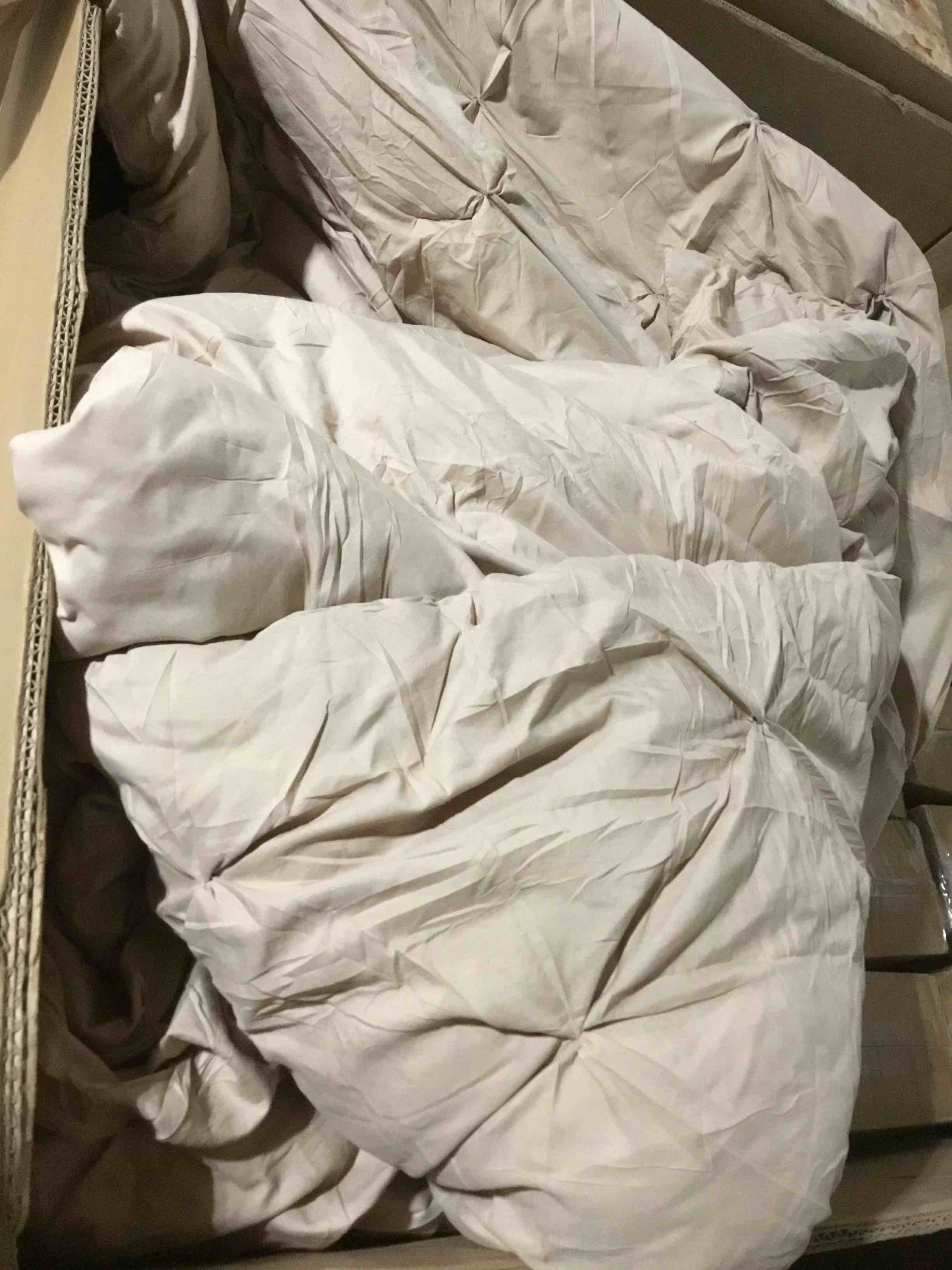 Condition photo showing As Is for (similar)cozylux queen size comforter set -7 pieces beige soft luxury cationic dyeing bedding comforter for all season, breathable lightweight fluffy boho bed sets with 1 comforter and 2 covers 4 pillow shams beige queen