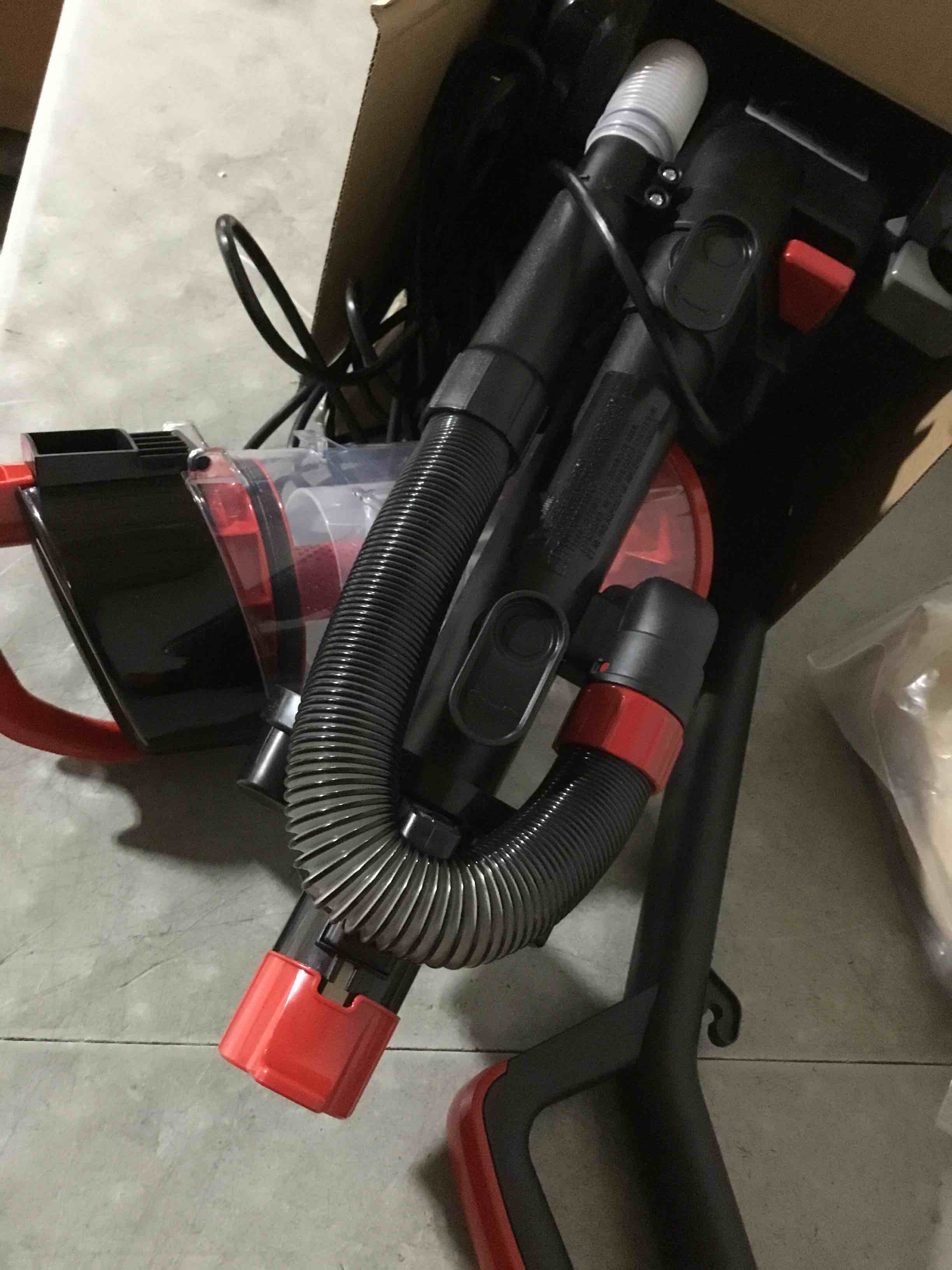 Condition photo showing As Is for bissell cleanview compact upright vacuum, fits in dorm rooms & apartments, lightweight with powerful suction and removable extension wand, 3508