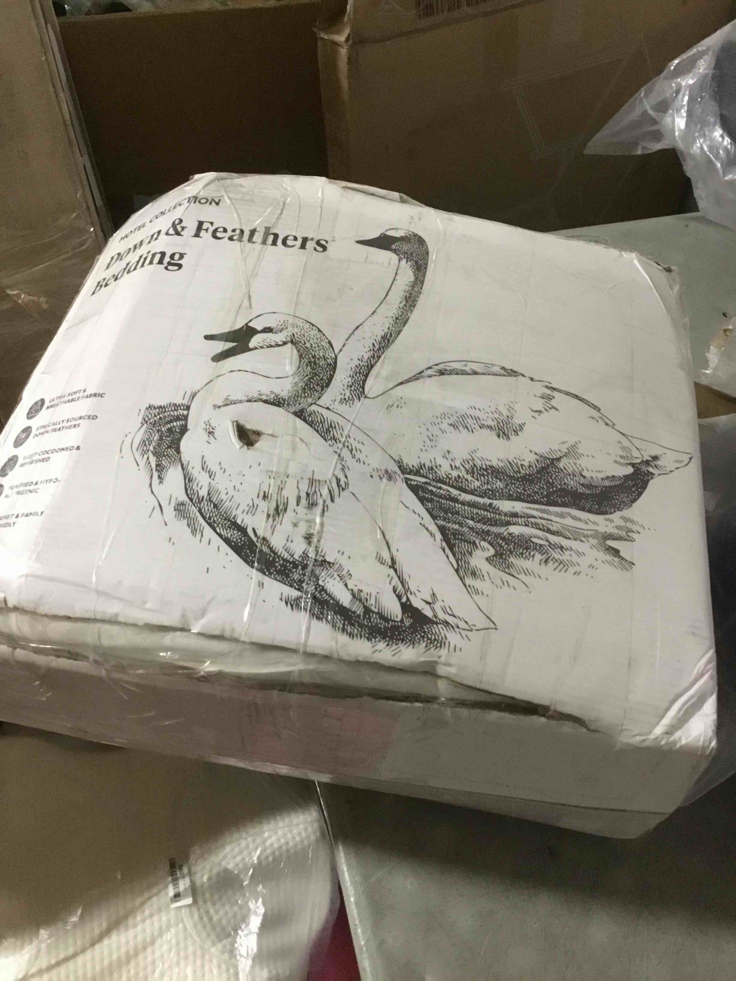 Condition photo showing Good Condition for apsmile luxurious super king down feather fibers comforter, ultra-soft down feather fibers duvet, hotel collection all season fluffy duvet insert (120x120, white) white/all season super king