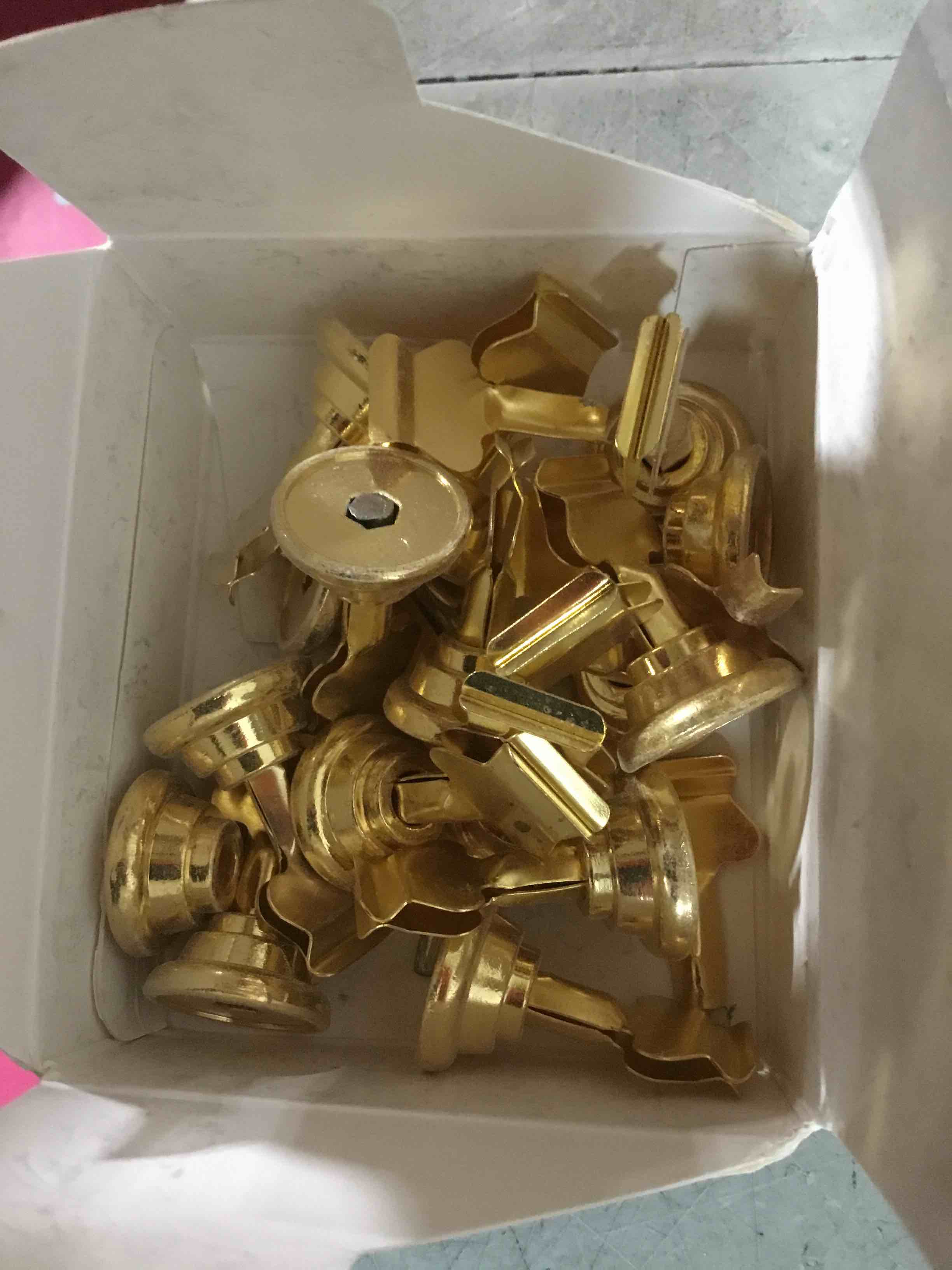 Condition photo showing Good Condition for table number holders (16pc) premium gold metal place card holders for wedding party table decor card holder (1.7 inch tall) 16 pack