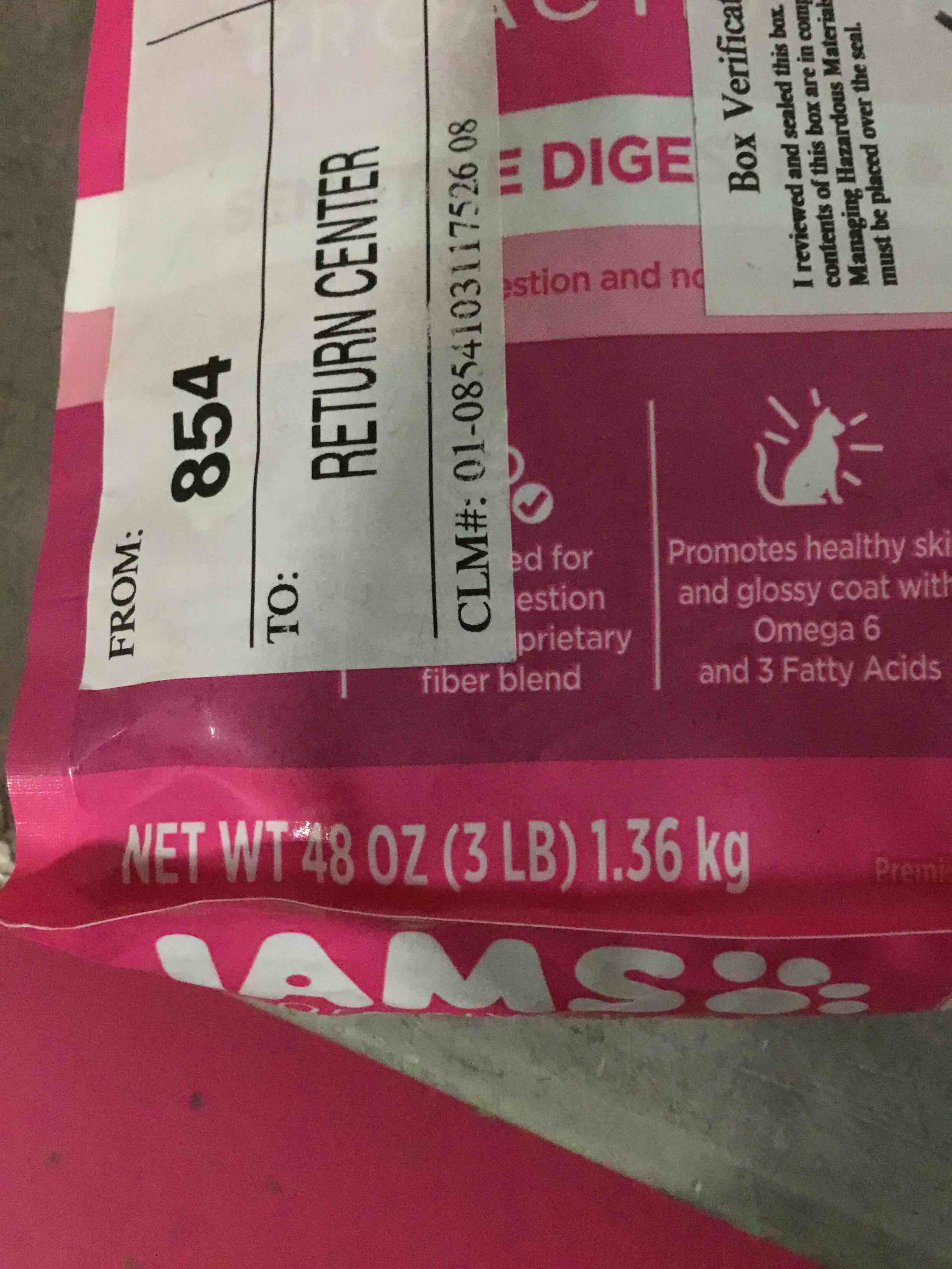 Condition photo showing Good Condition for (bb apr 26/26)iams proactive health adult sensitive digestion & skin dry cat food with turkey, 3 lb. bag turkey 3 pound (pack of 1)