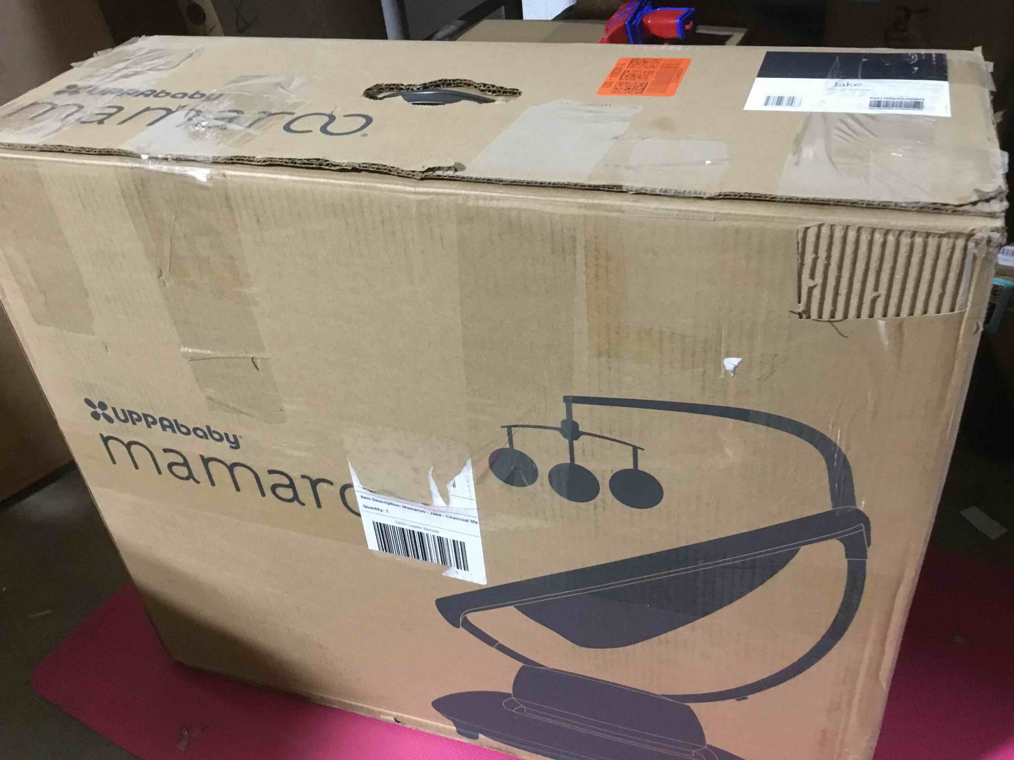 Condition photo showing As Is for uppababy mamaroo smart swing – customizable soothing modes with motionsync technology – infant recline + bluetooth enabled – included newborn insert – jake (charcoal mélange)