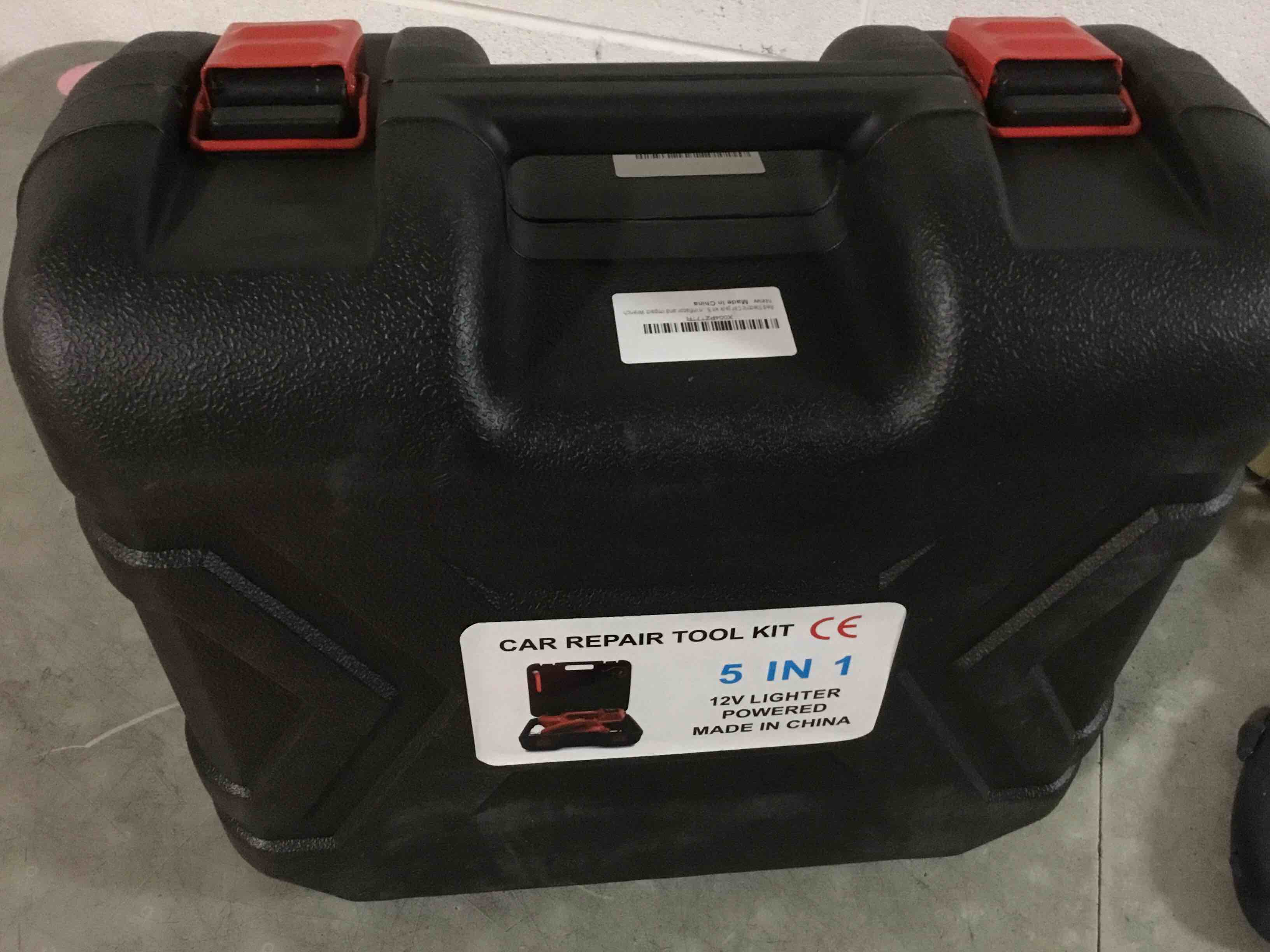 Condition photo showing New/Like New for electric car jack kit 5 ton 12v floor jack with impact wrench and tire inflator pump portable hydraulic car jack for suv sedans tire change with led light, lifting height 6 to 17.7 inch red hydraulic jack+wrench