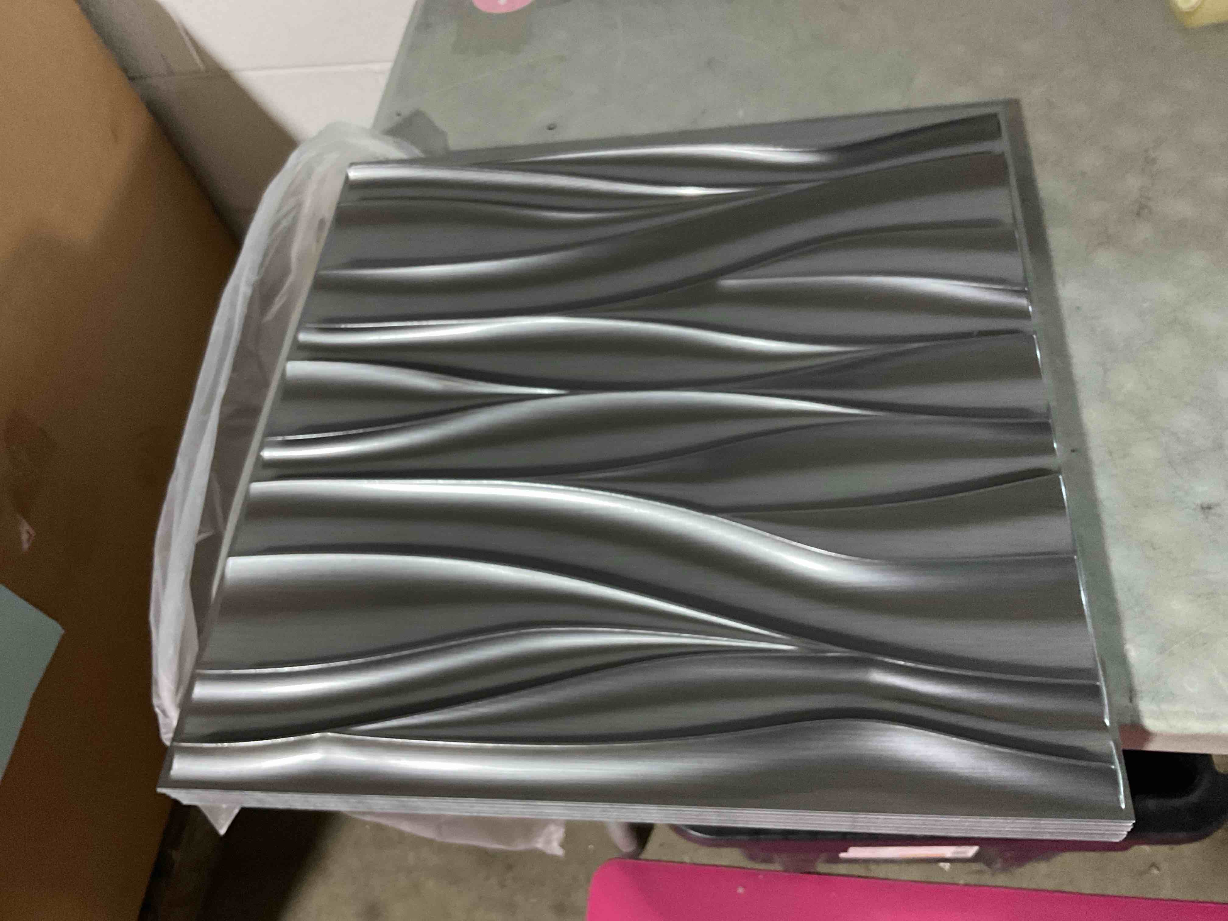 Condition photo showing Good Condition for stickgoo 3d wall panels, brushed silver decorative wall covering panels, wave wall panels for interior wall decor, pvc accent tiles for living room, tv backdrop