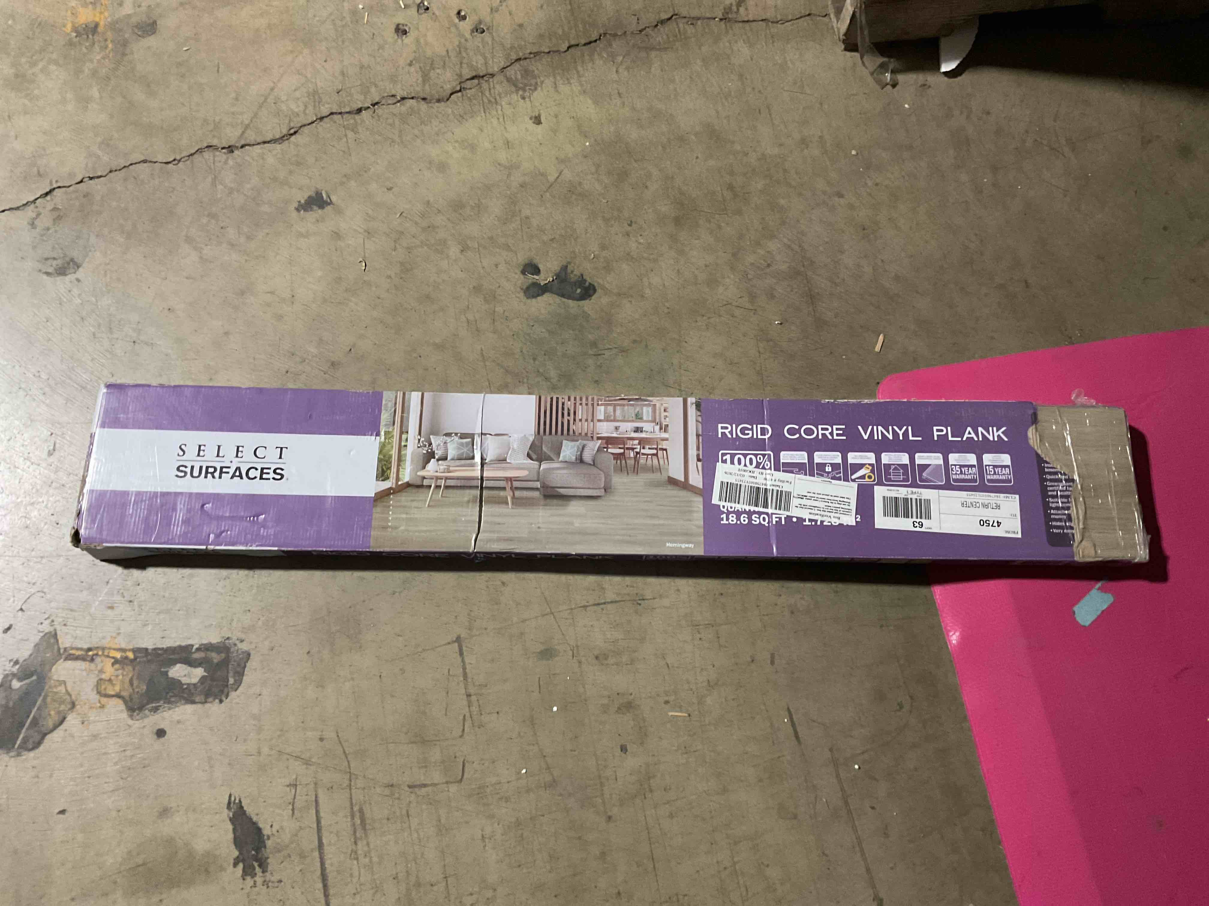 Condition photo showing Good Condition for (18.6sqft per box = 55.8 sqft )select surfaces hemingway rigid core vinyl plank flooring