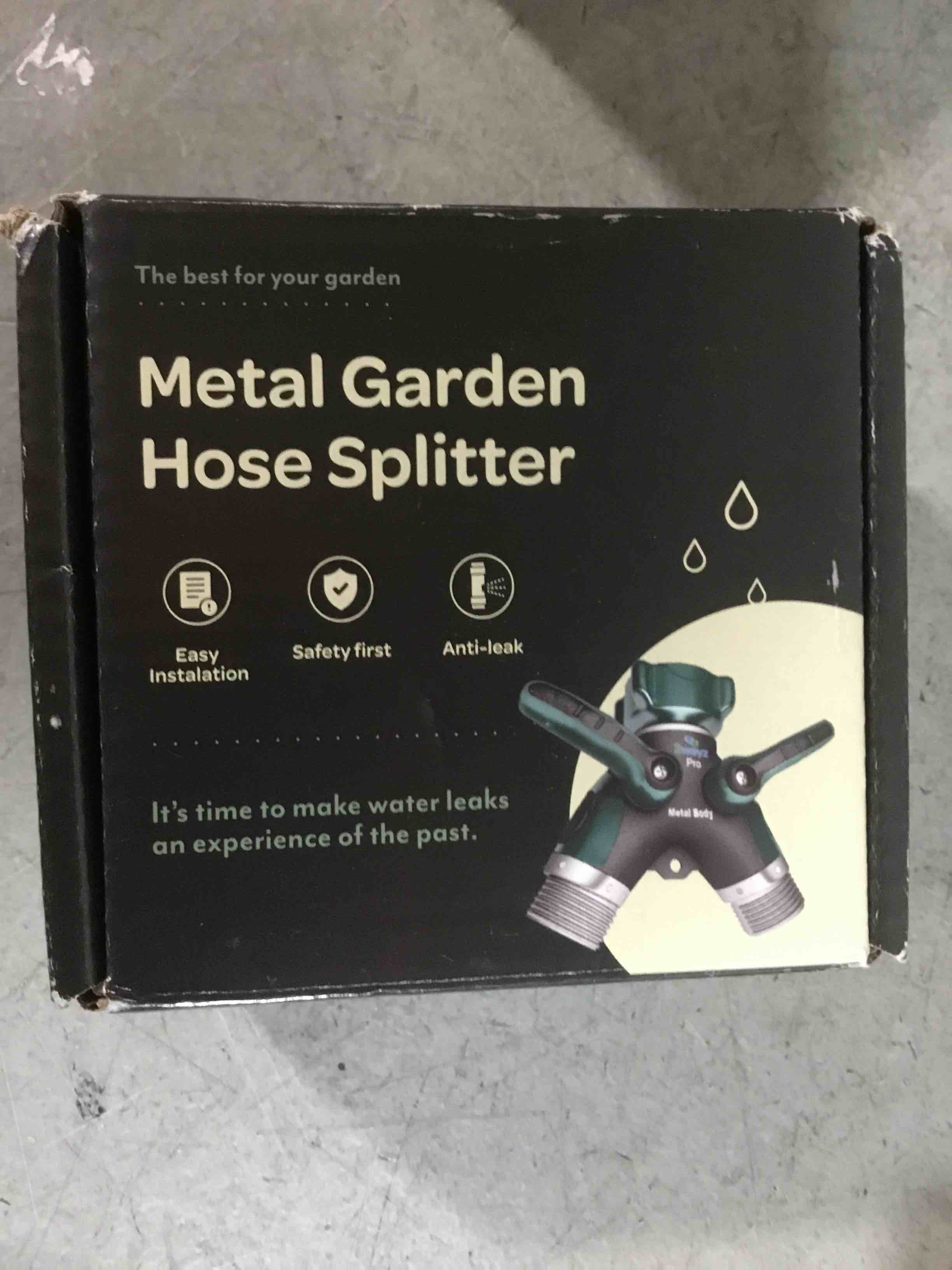 Condition photo showing Good Condition for 2wayz- hose splitter, 2 way heavy duty, garden hose splitter, faucet splitter, outdoor faucet splitter, y adapter for water hose, water spigot splitter, all metal, with shut off valve - 4" x 4" x 1.5"