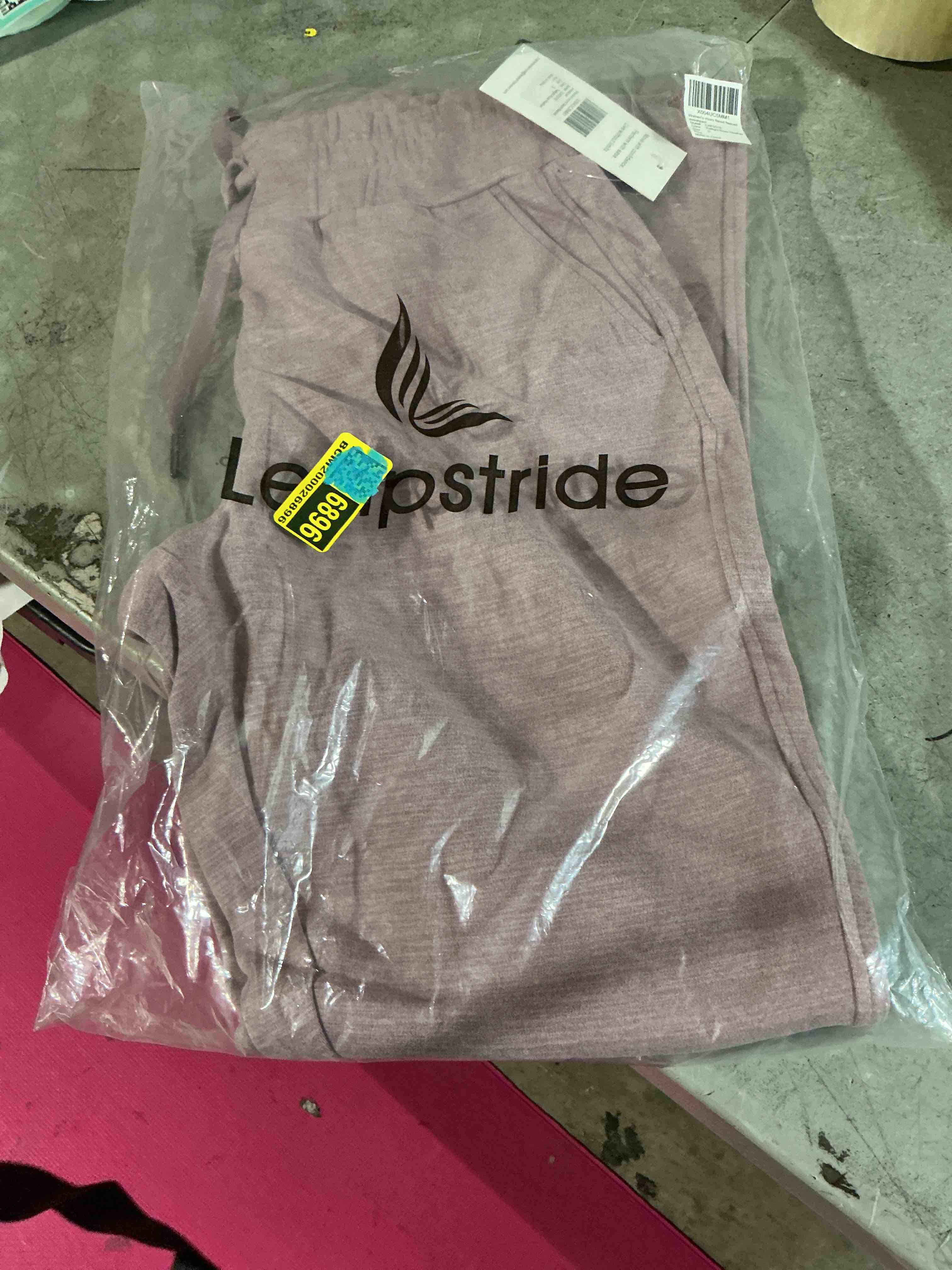 Condition photo showing New/Like New for women's micro flared fleeced sweatpants - elastic waist drawstring, warm fleece for winter daily wear twilight rose heather x-small