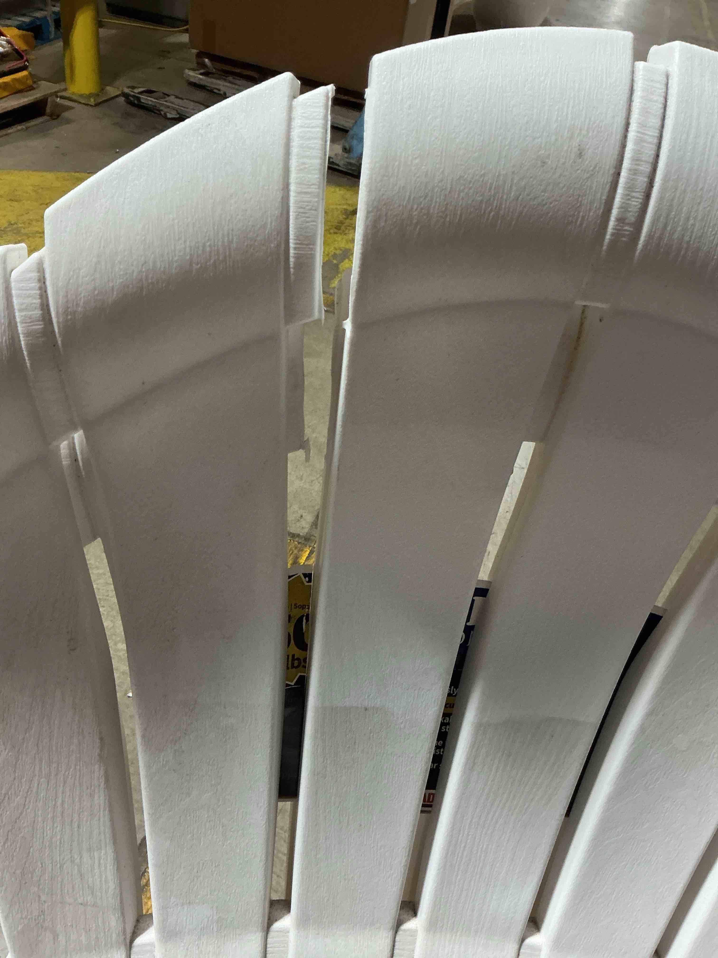 Condition photo showing As Is for (broken)adams manufacturing patio big easy stackable white resin frame stationary adirondack chair