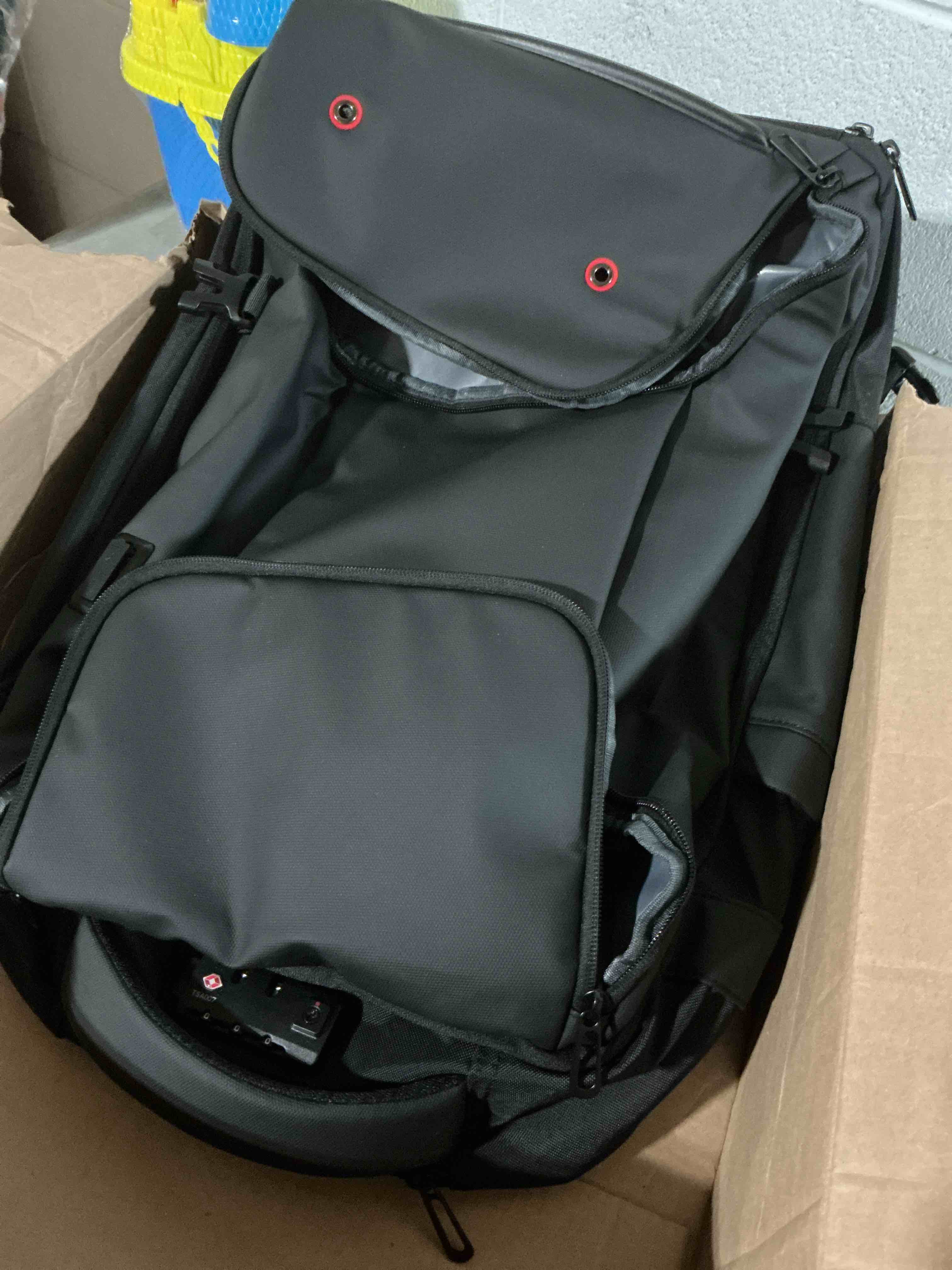 Condition photo showing Good Condition for backpack with wheels,carry on backpack with wheels for usb type-c ports,17.3" laptop compartment,built-in customs lock -wheeled backpack for business, travel, work, college black 02