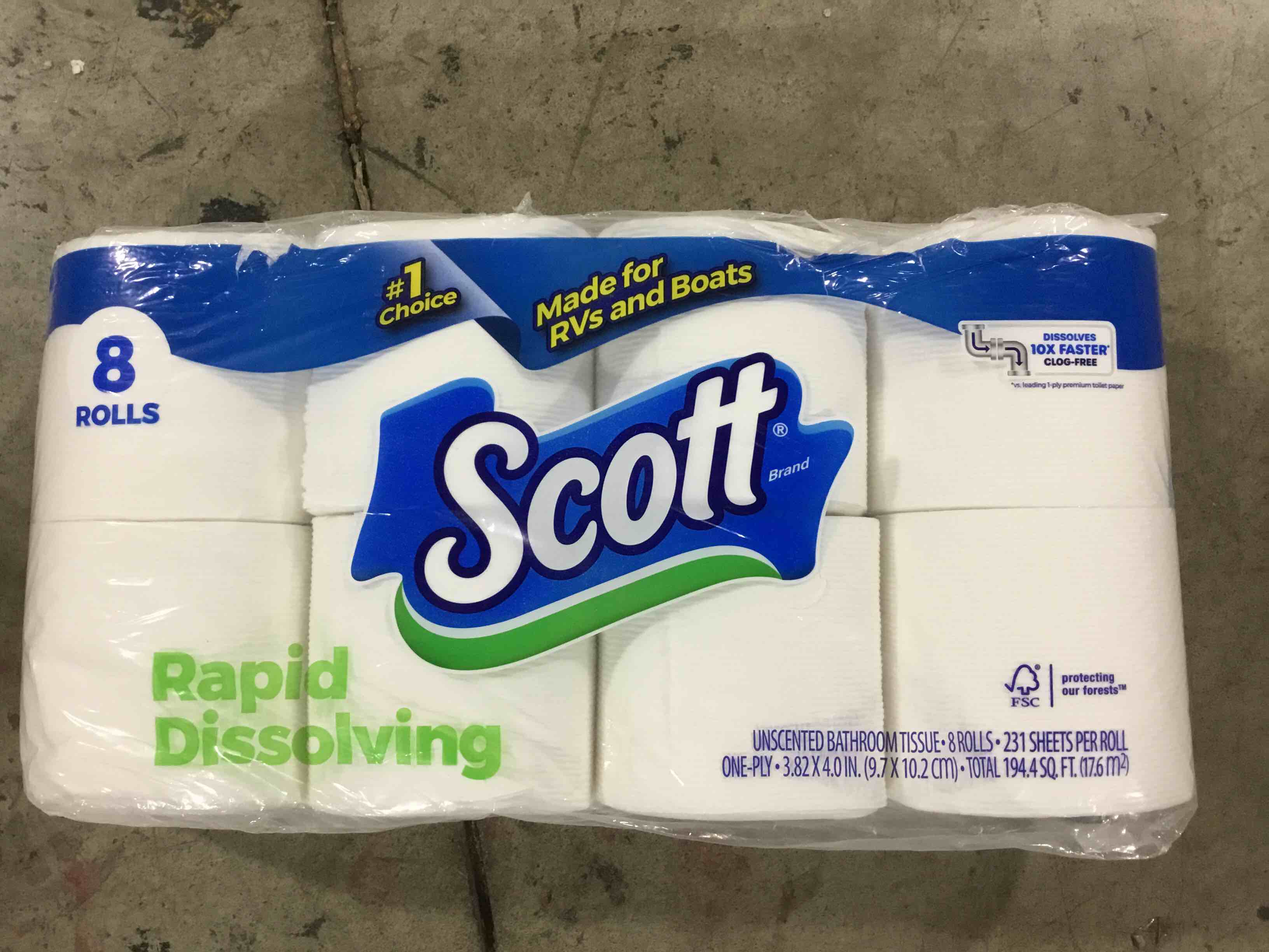 Scott Rapid-Dissolving Toilet Paper for RVs & Boats  8 Double Rolls