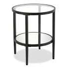 Henn&Hart 20" Wide Round Side Table with Mirror Shelf in Blackened Bronze, Table for Living Room, Bedroom