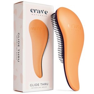 Glide Thru Detangling Brush by Crave Naturals - Tangle-Free Hairbrush for Curly and Straight Hair - Gentle Detangler for Kids, Teens, and Adults - Wet and Dry Hair Care - Travel-Friendly, Coral 
