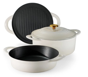 Tramontina 4-Piece Stackable Enamel Cast Iron Cookware Set - White