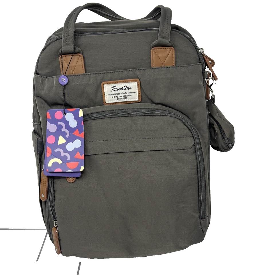 RUVALINO Diaper Bag Backpack Gray Neutral All-in-One Baby Travel Bag Waterproof