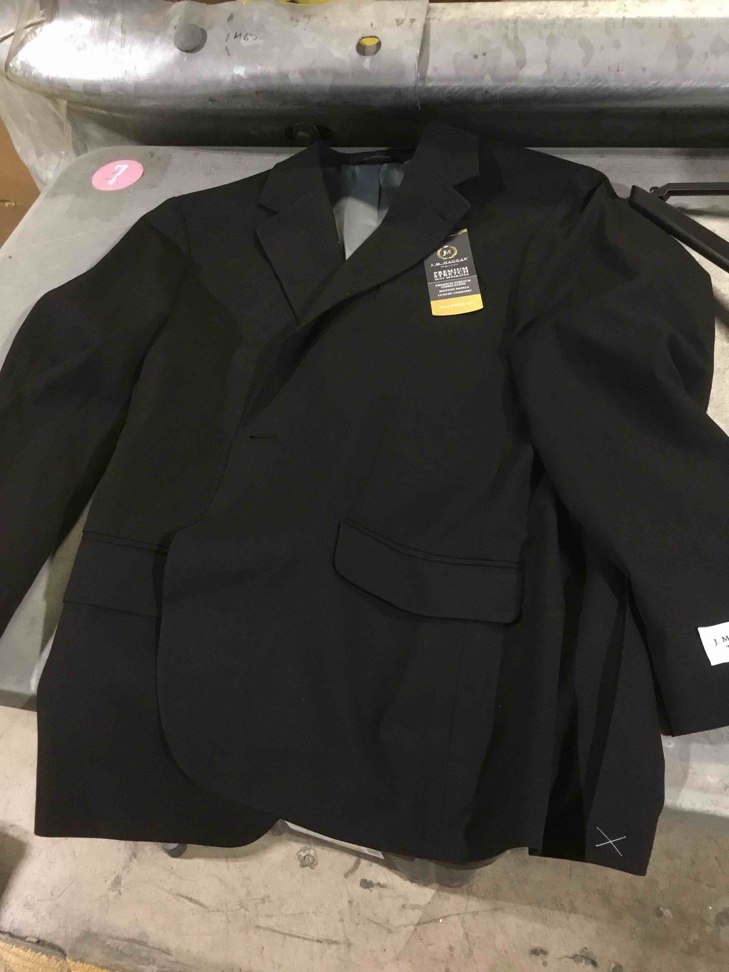 Condition photo showing Good Condition for Haggar Men's JMH Premium Stretch Tailored Fit Suit Jackets Suit Jacket 46 Black Solid