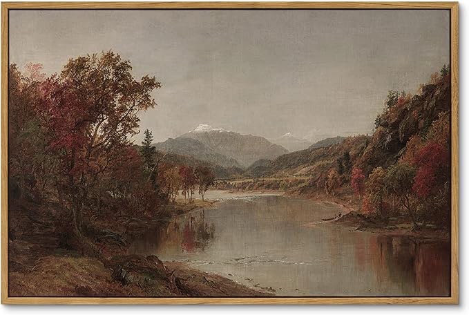 ARPEOTCY Vintage Framed Canvas Wall Art, Fall Landscape Scenery Wall Decor for Living Room, 16x24 inch, Rustic Farmhouse Aesthetic Painting for Bedroom, Large Framed Art Prints, for Office