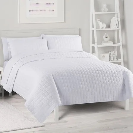 The Big One Super Soft Quilt Set With Shams - White 86x93 inch 
