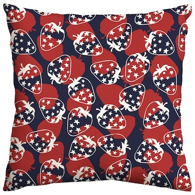 Graphic print Strawberries Square Patriotic Throw pillow