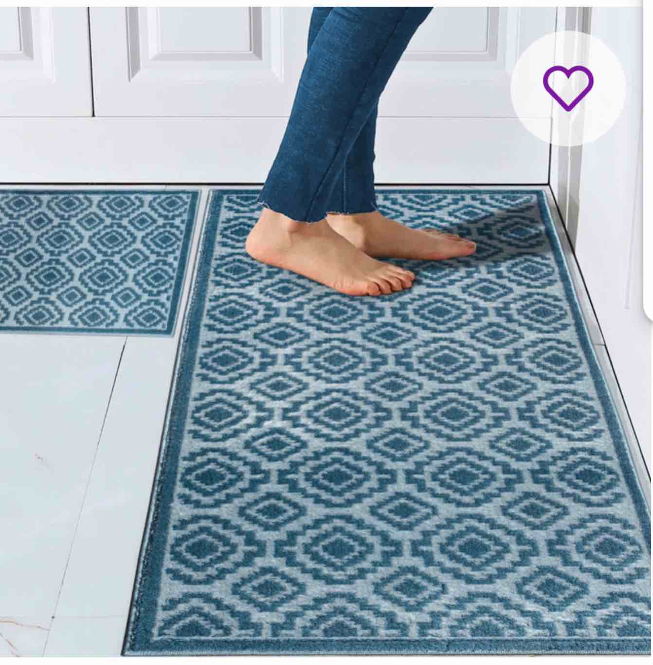 ludwick 2 piece washable rug kitchen mat set non-slip  color red size1 : 22,4"x30" (0,55cmx76cm)  size2 : 22,4"x48" (0,55cmx122cm)