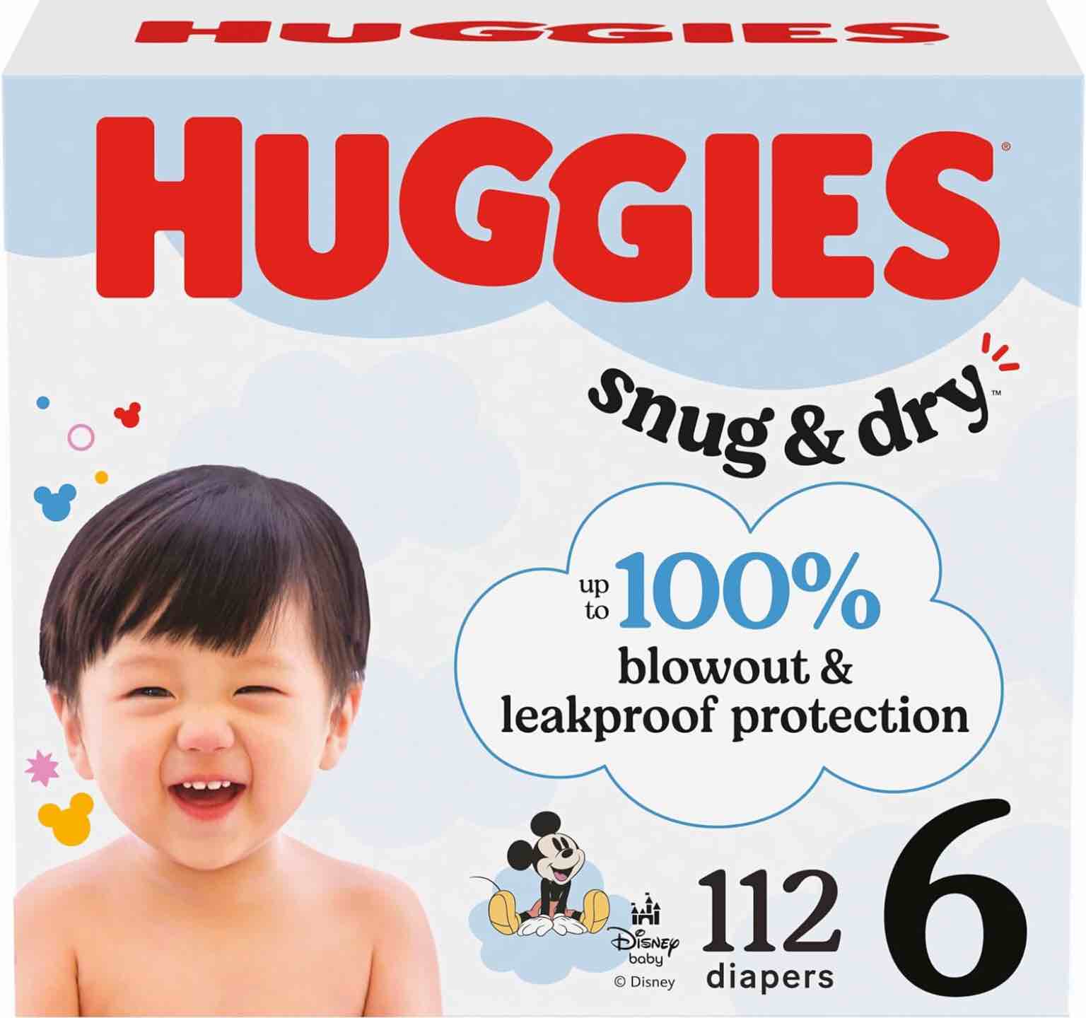 (ONLY ONE PACK OPEN)Huggies Size 6 Diapers, Snug & Dry Baby Diapers, Size 6 (35+ lbs), 112 Count, Packaging May Vary Size 6 112