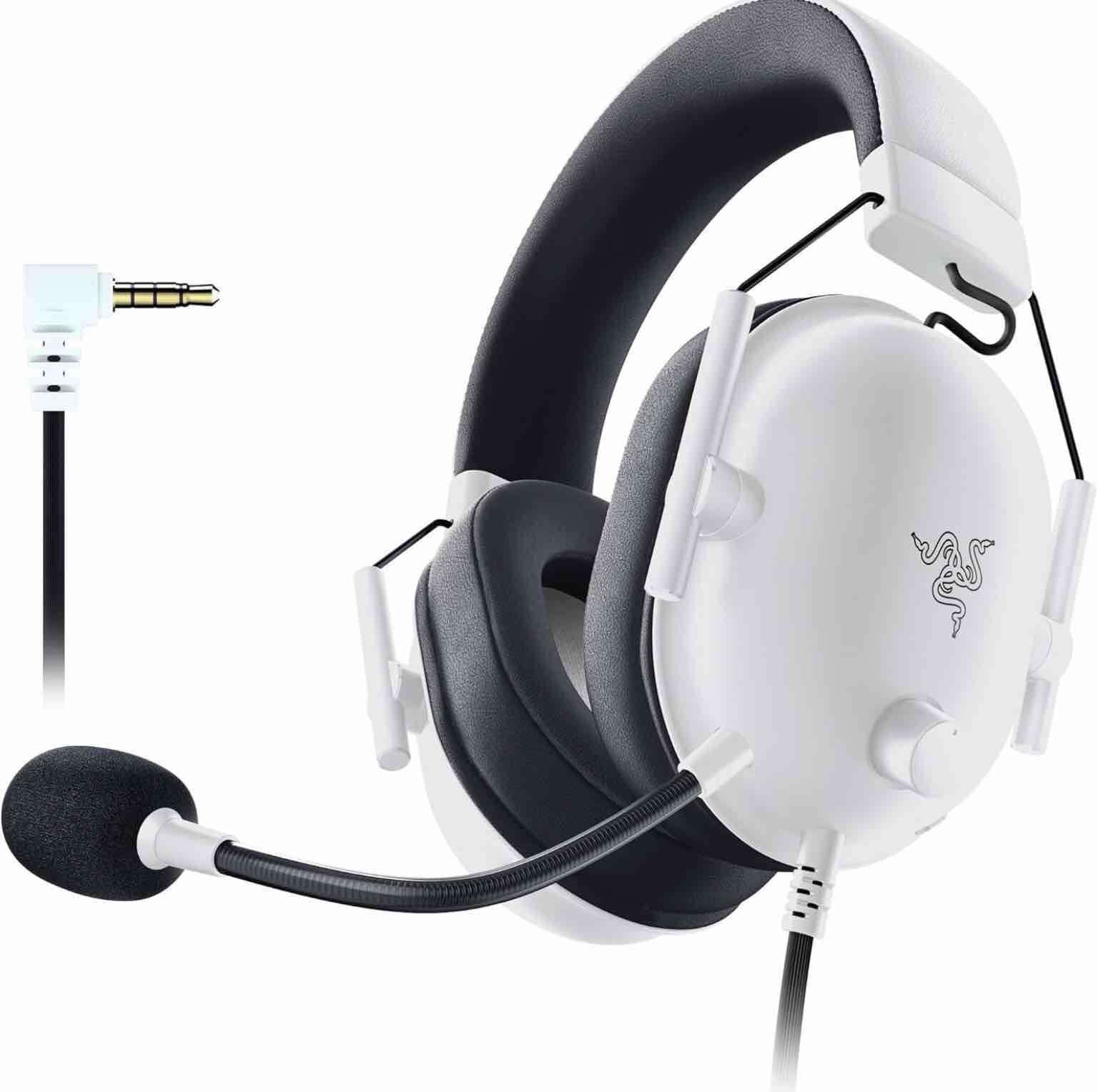 Razer BlackShark V2 X Gaming Headset: 7.1 Surround Sound - 50mm Drivers - Memory Foam Cushion - for PC, Mac, PS4, PS5, Switch - 3.5mm Audio Jack - White White 3.5 mm PC Headset