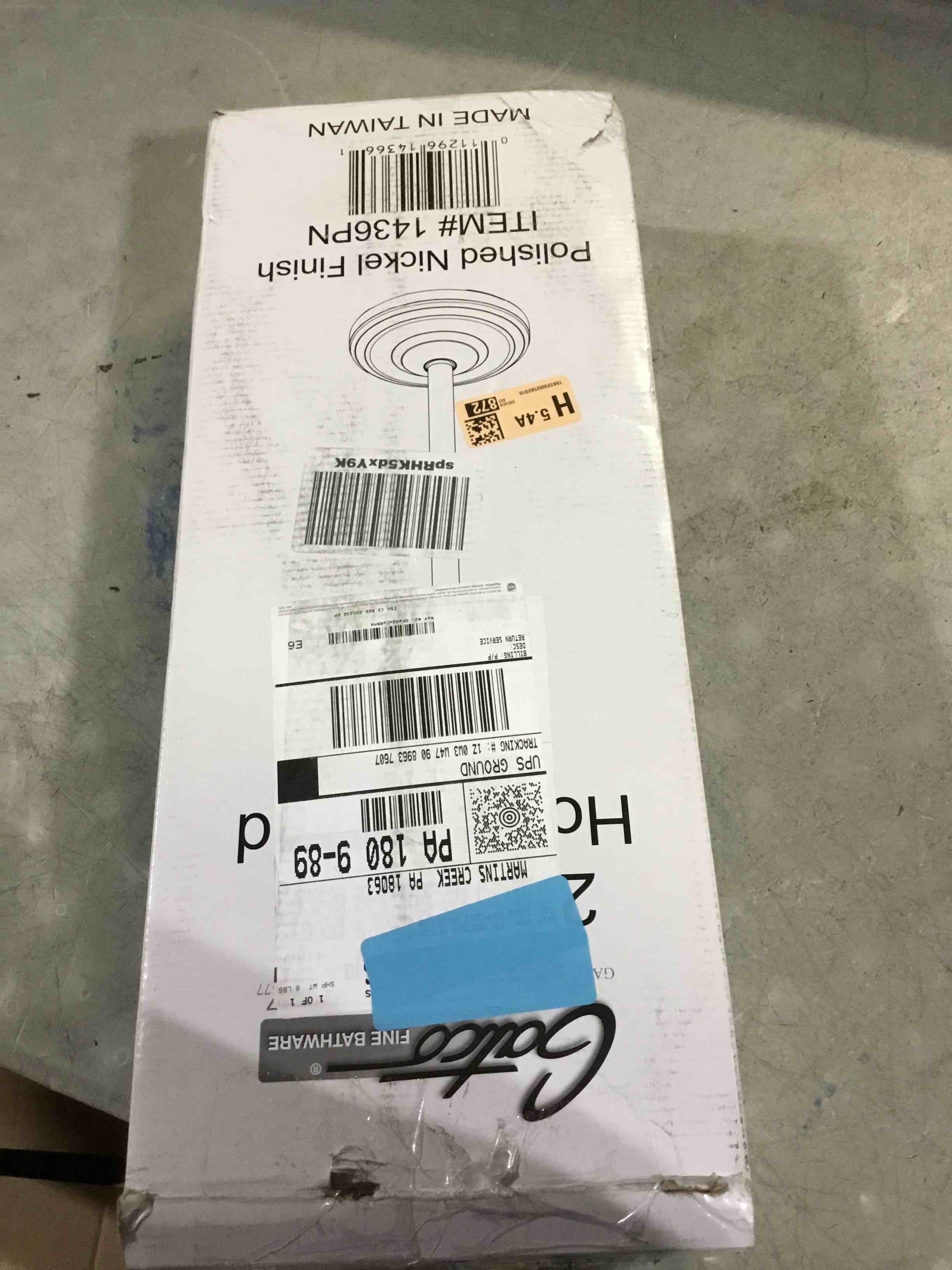 Condition photo showing Good Condition for Gatco 1436PN, Freestanding Toilet Paper Holder, 22” H, Polished Nickel/Floor Standing Weighted Base Toilet Paper Holder Stand